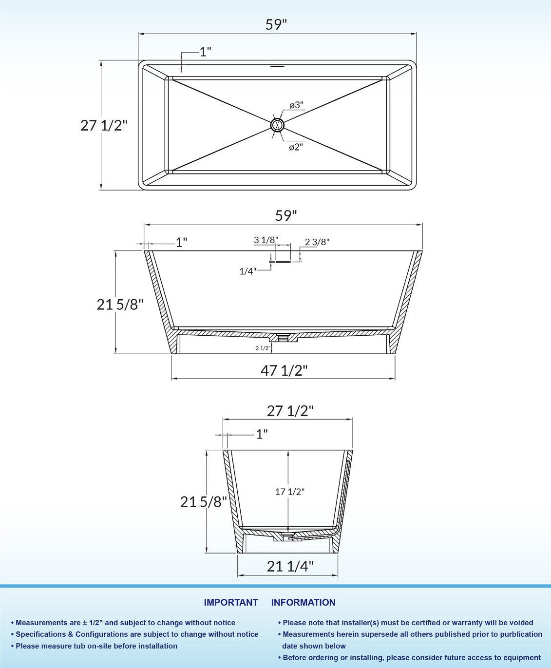 Kasten 59" Freestanding Bathtub