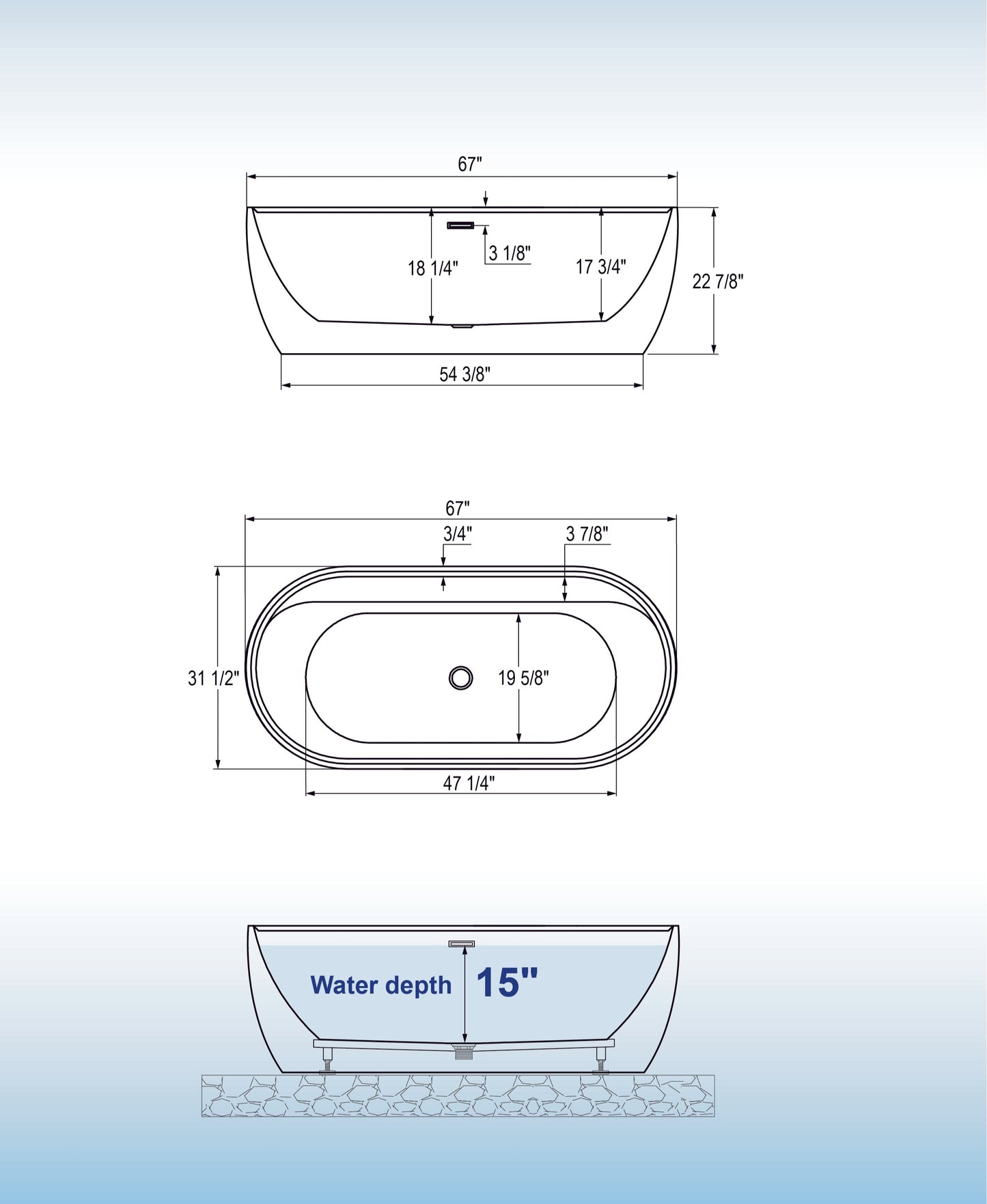 Aura 67" Freestanding Bathtub