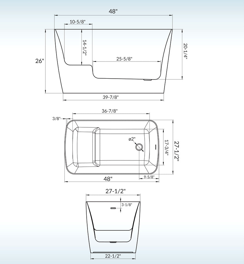 Boite 48" Freestanding Bathtub