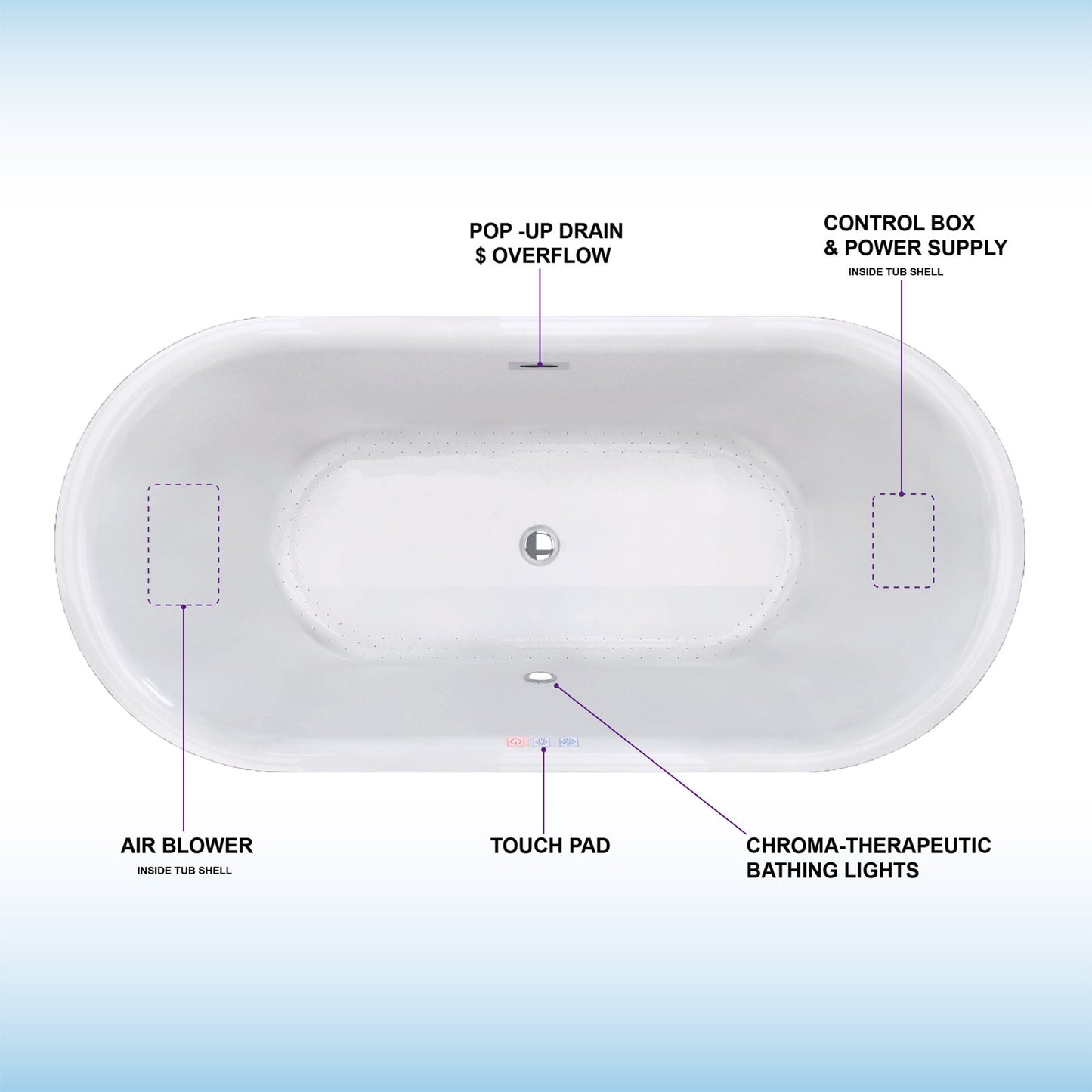 Badewanne 67" Freestanding Whirlpool Bathtub