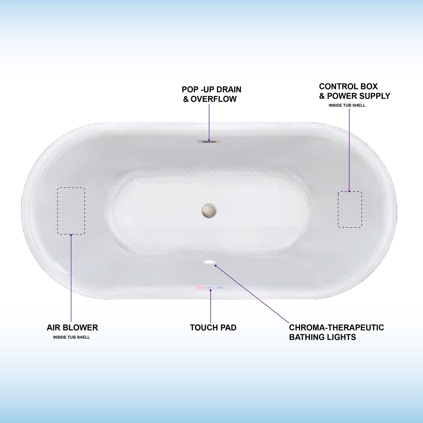 Badewanne 59" Freestanding Whirlpool Bathtub
