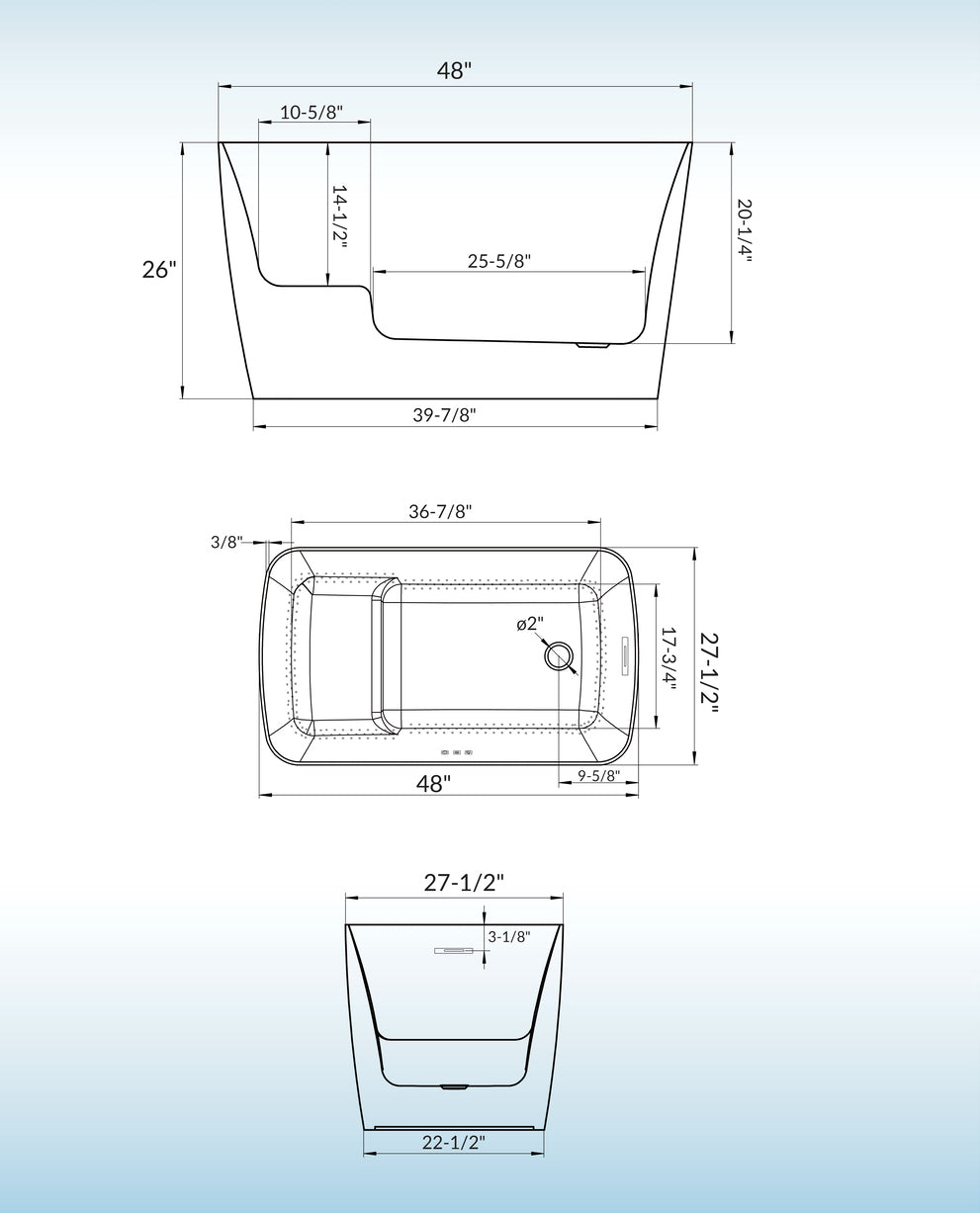 Hezi 48" Freestanding Whirlpool Bathtub