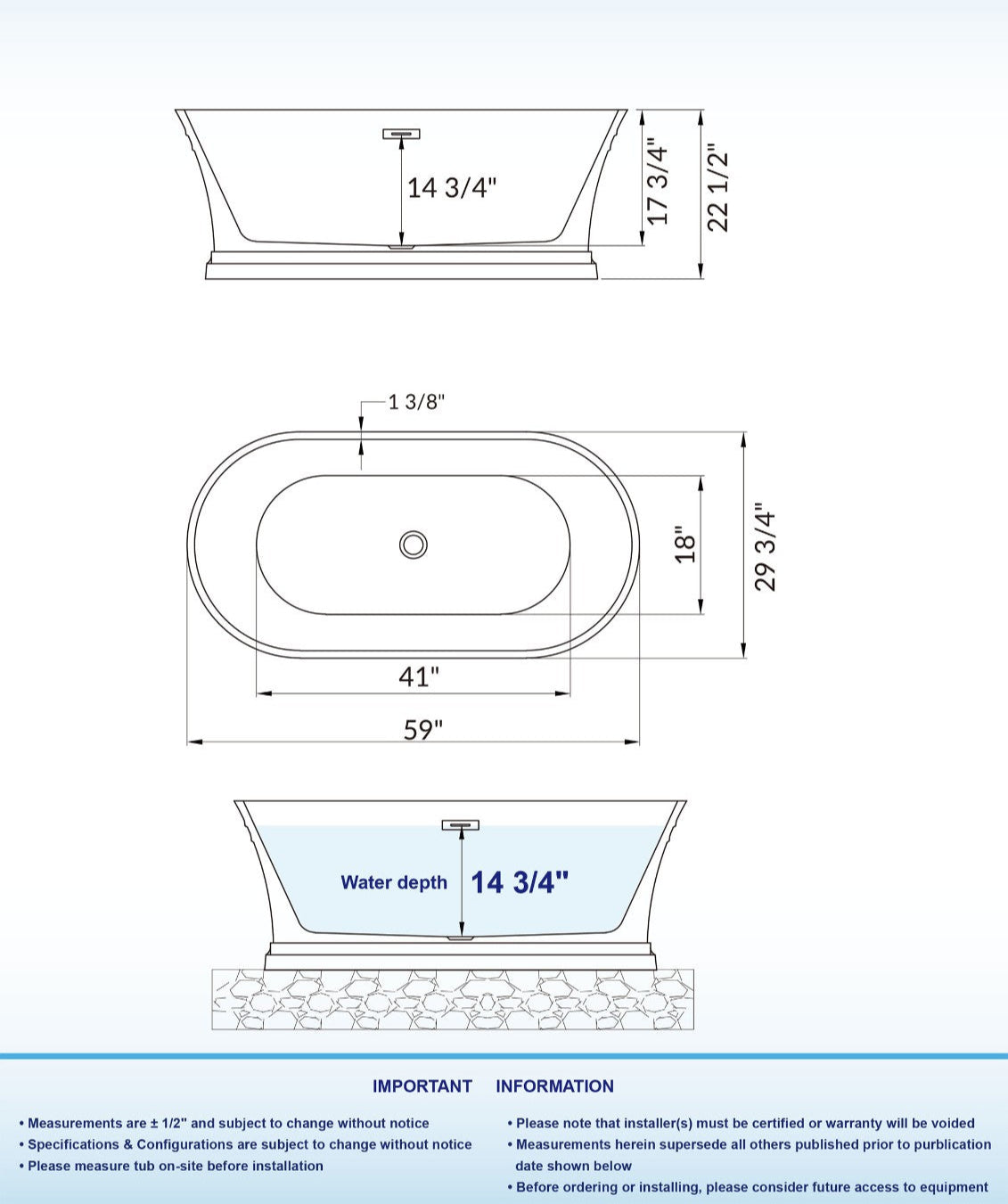 Tuman 59" Freestanding Bathtub