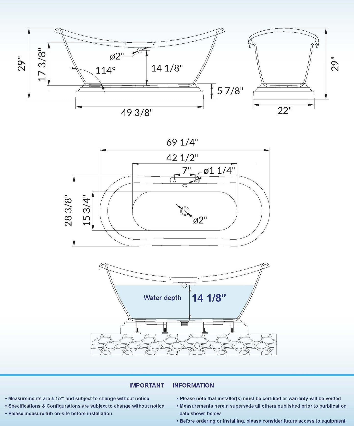 Chuan 70" Freestanding Bathtub