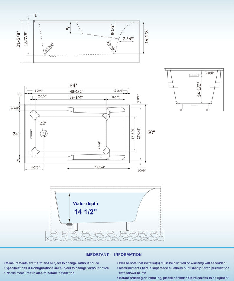 Cove 54" Alcove Bathtub