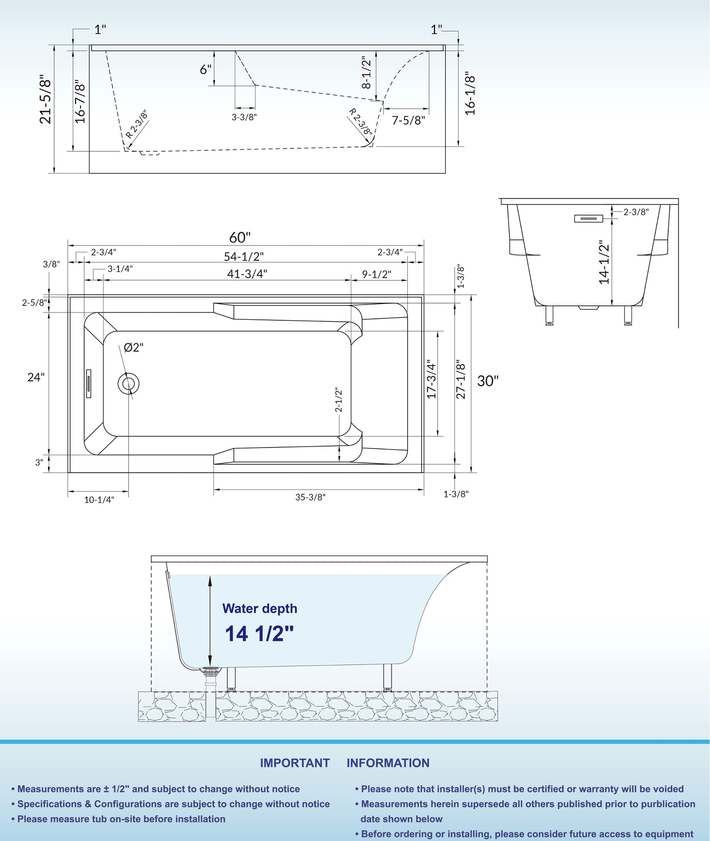 Cove 60" Alcove Bathtub
