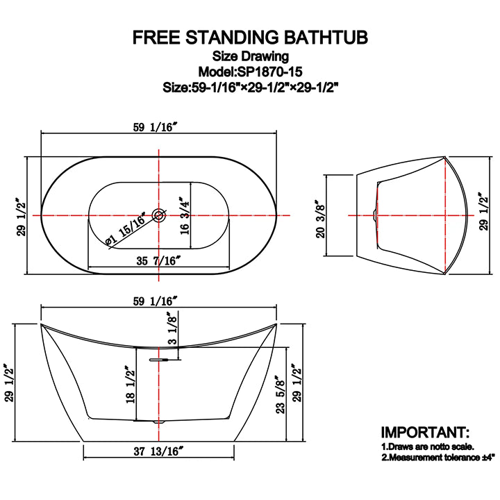 Hadleigh 59" Freestanding Bathtub