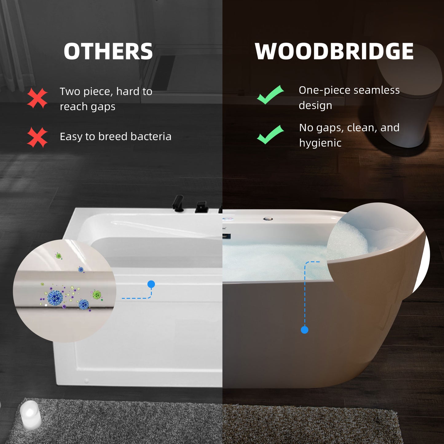 Dori 72" Freestanding Whirlpool Bathtub