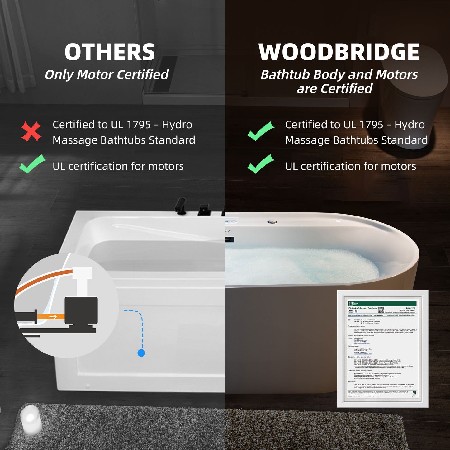 Dori 72" Freestanding Whirlpool Bathtub