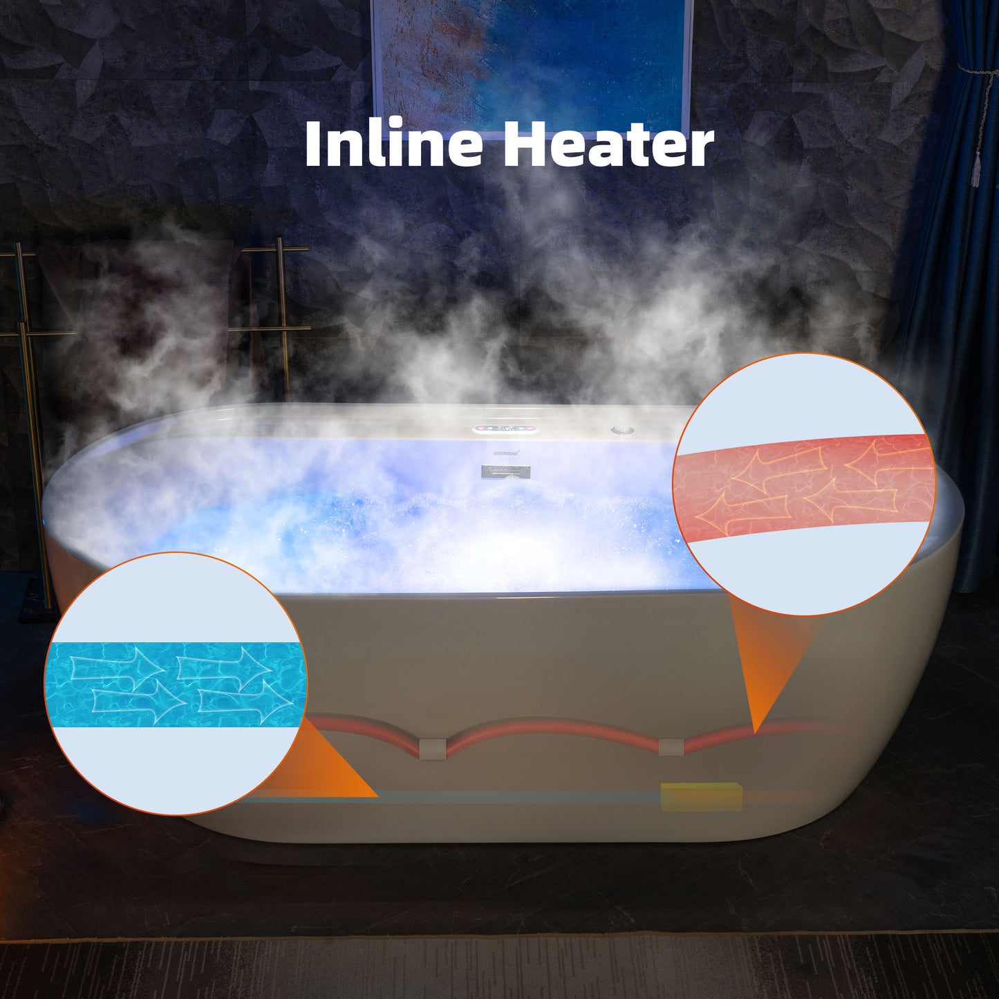 Dori 72" Freestanding Whirlpool Bathtub