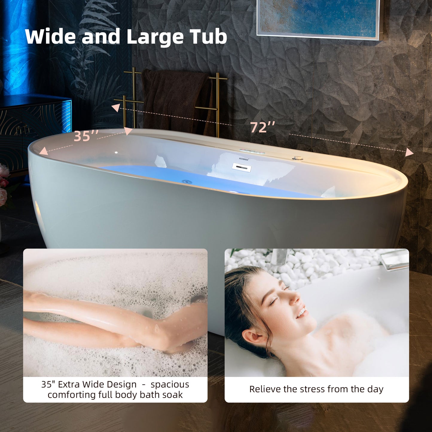 Dori 72" Freestanding Whirlpool Bathtub