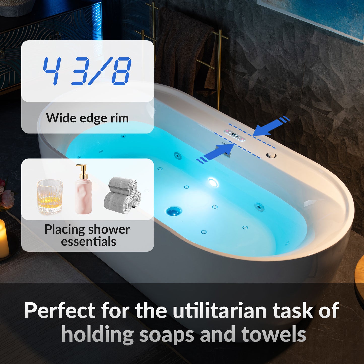 Dori 72" Freestanding Whirlpool Bathtub