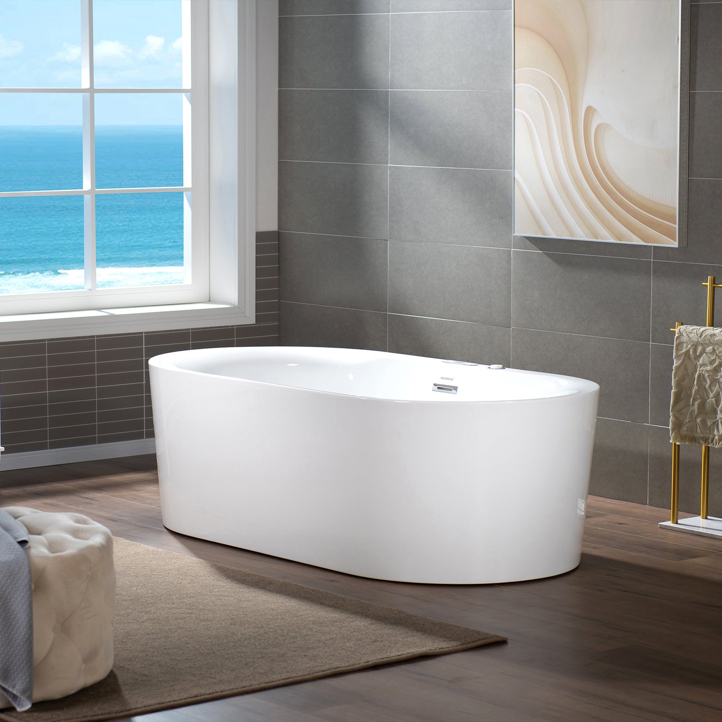 Vodor 72" Freestanding Whirlpool Bathtub