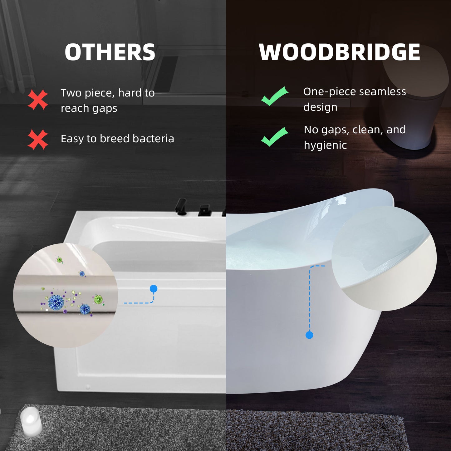 Swan 71" Freestanding Whirlpool Bathtub
