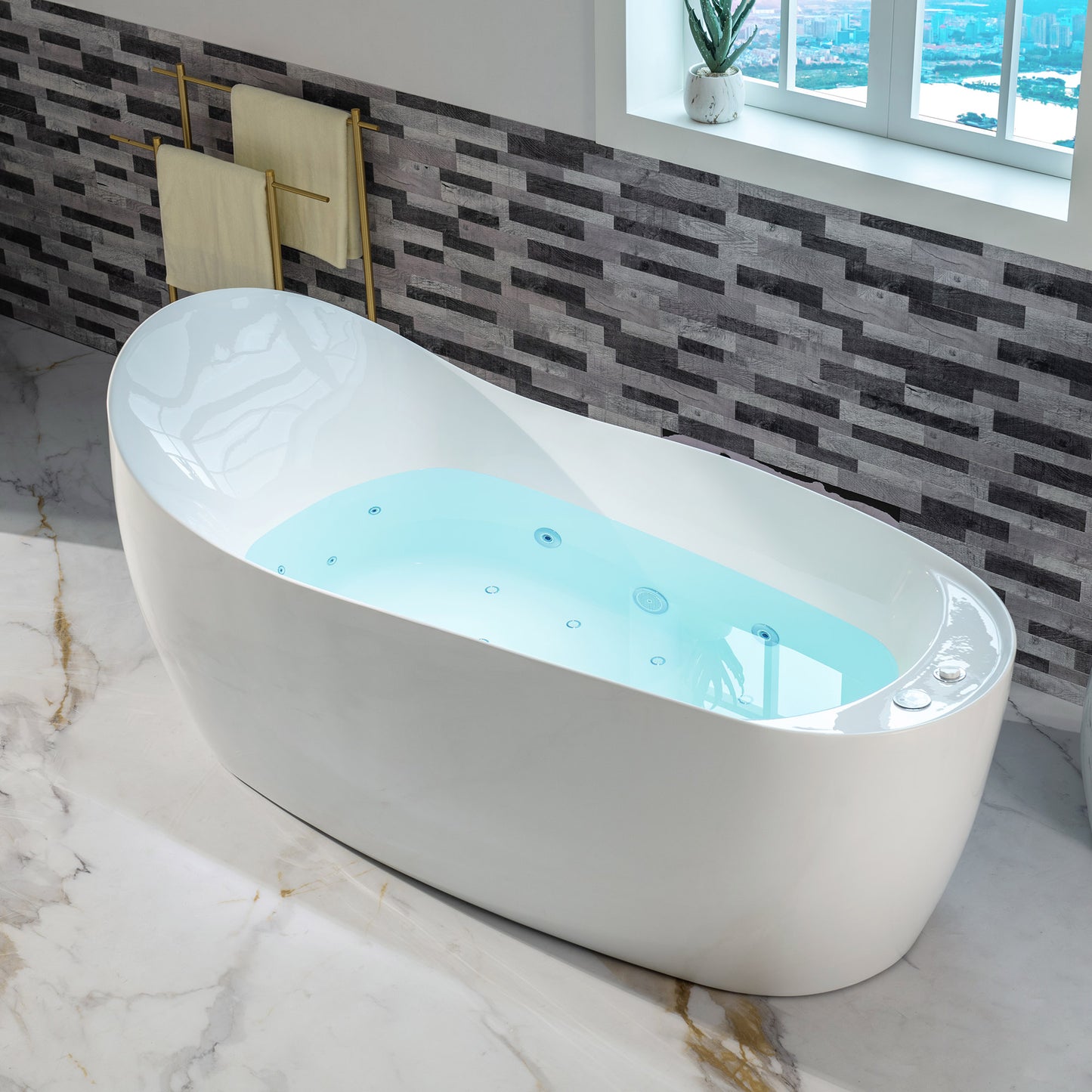 Swan 71" Freestanding Whirlpool Bathtub