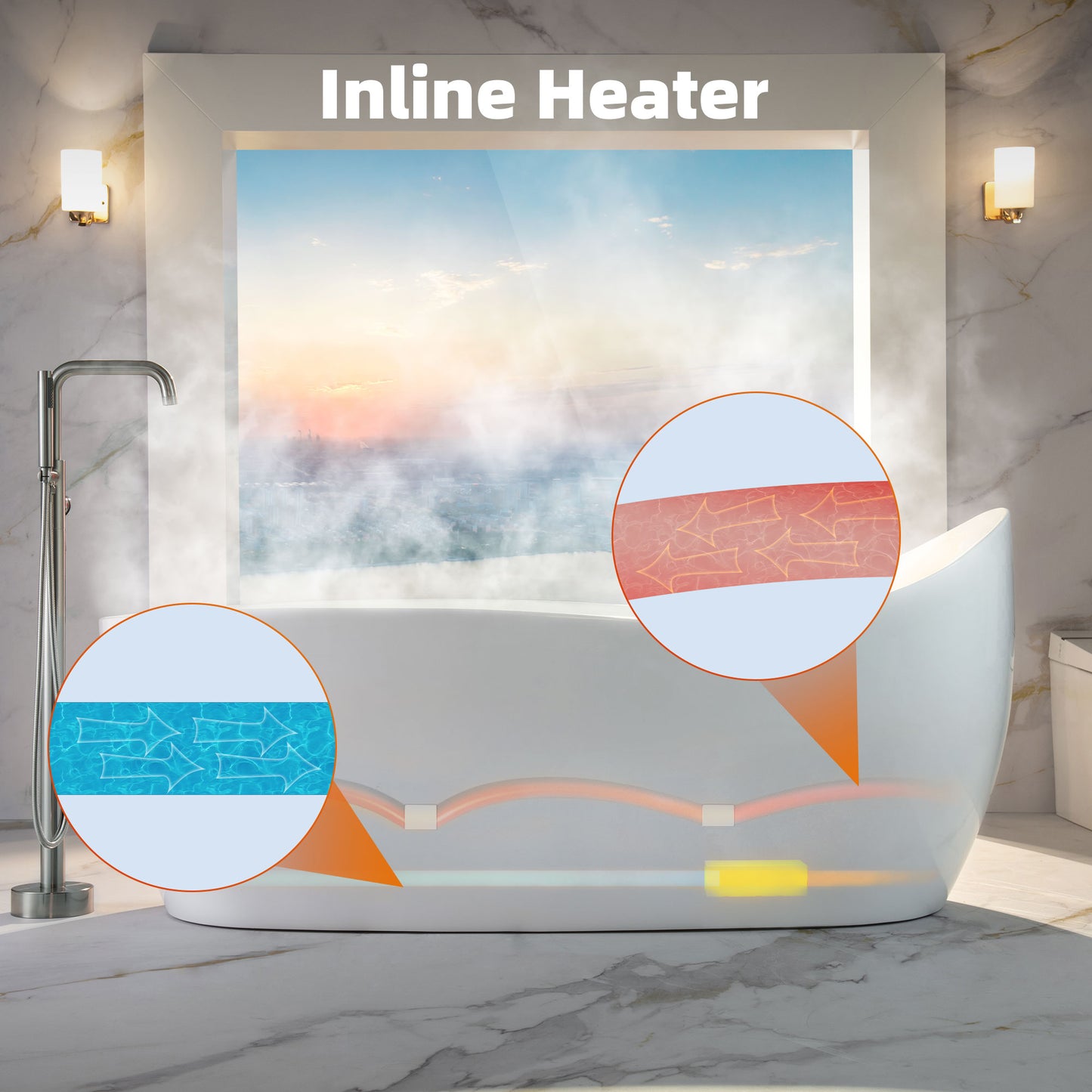 Swan 71" Freestanding Whirlpool Bathtub