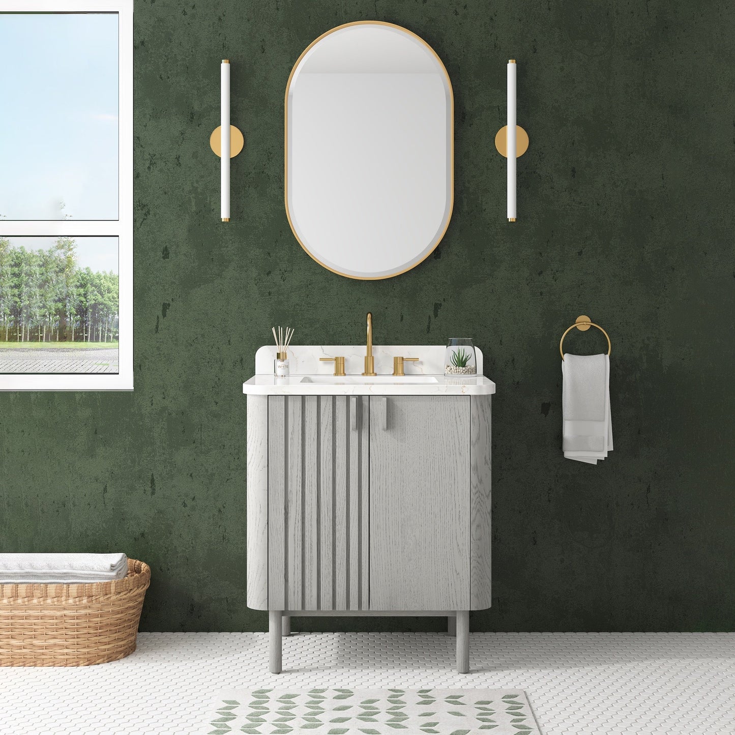 Blakely 30" Freestanding Bathroom Vanity with Calacatta White Quartz Top and Vitreous China Undermount Sink