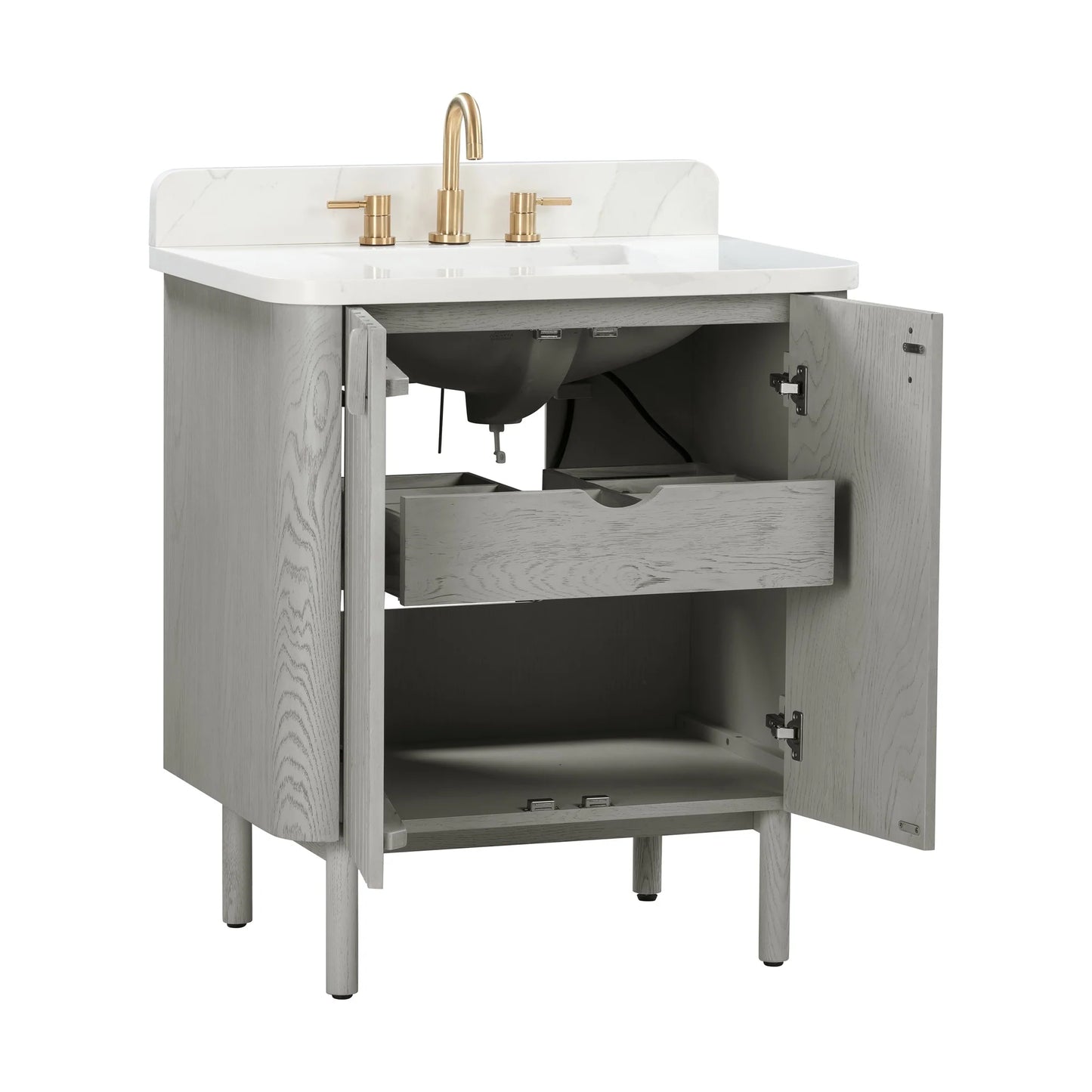 Blakely 30" Freestanding Bathroom Vanity with Calacatta White Quartz Top and Vitreous China Undermount Sink