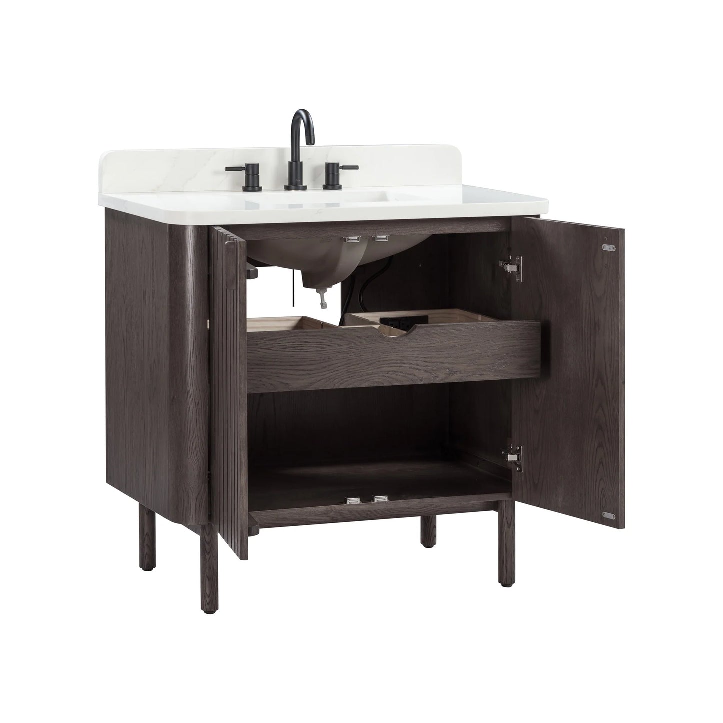 Blakely 36" Freestanding Bathroom Vanity with Calacatta White Quartz Top and Vitreous China Undermount Sink