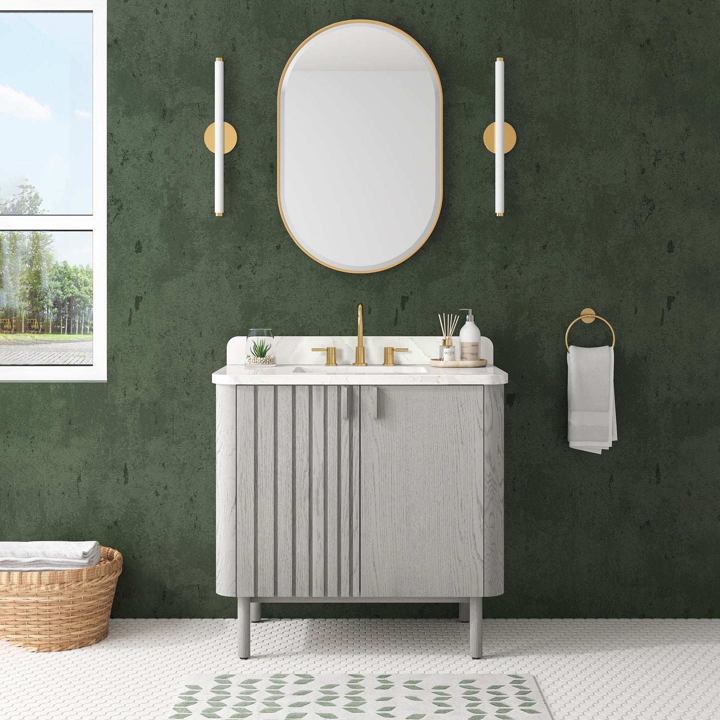Blakely 36" Freestanding Bathroom Vanity with Calacatta White Quartz Top and Vitreous China Undermount Sink