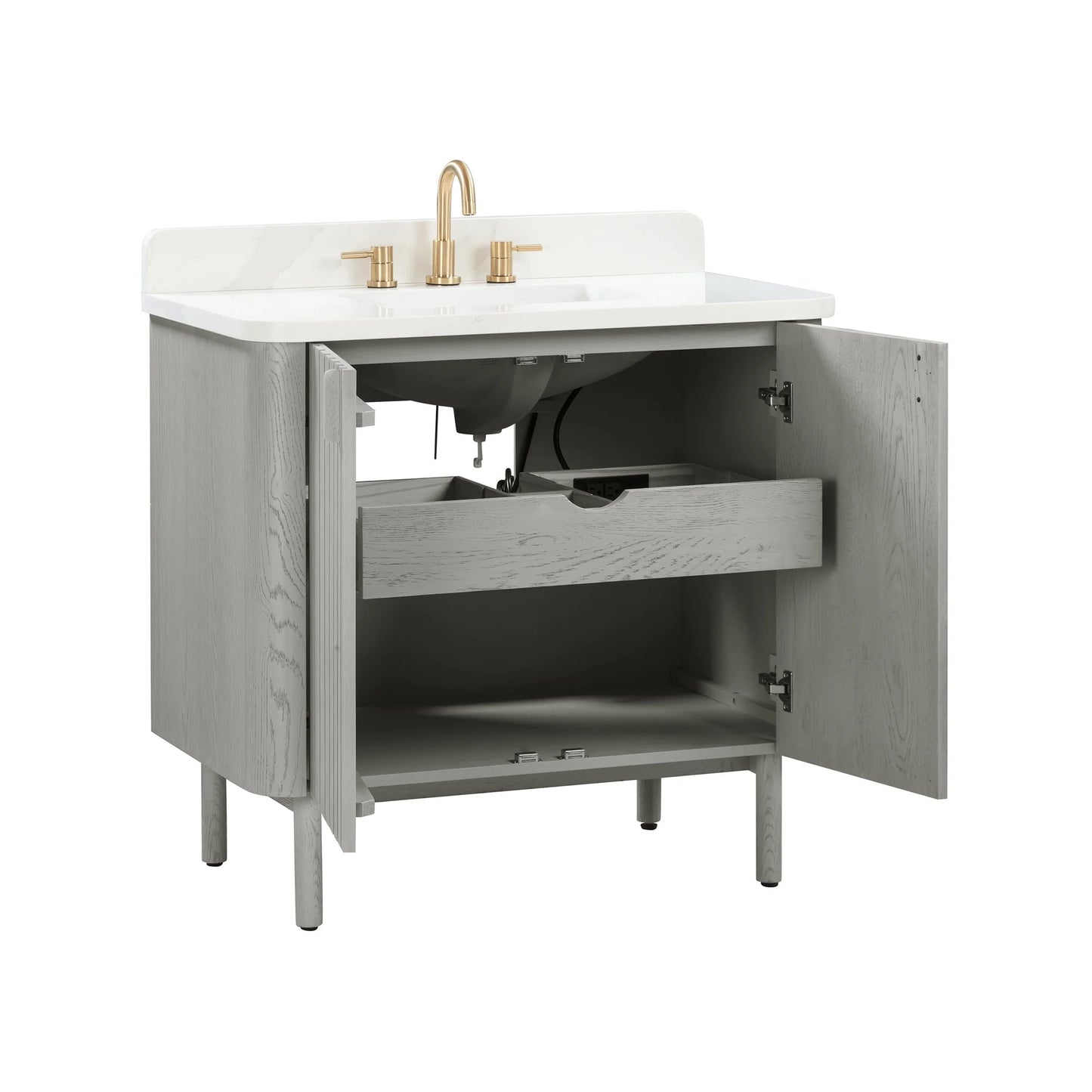 Blakely 36" Freestanding Bathroom Vanity with Calacatta White Quartz Top and Vitreous China Undermount Sink