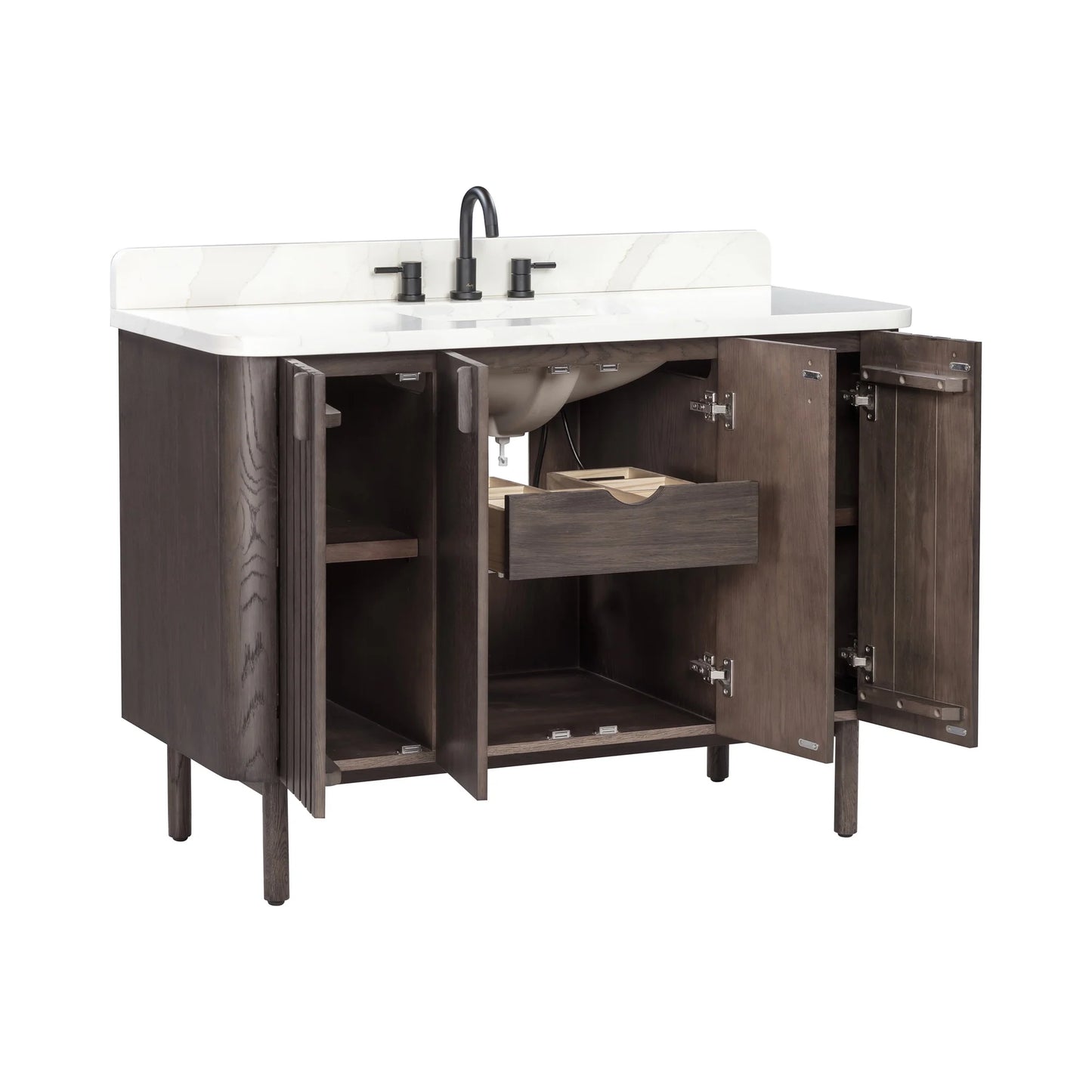 Blakely 48" Freestanding Bathroom Vanity with Calacatta White Quartz Top and Vitreous China Undermount Sink