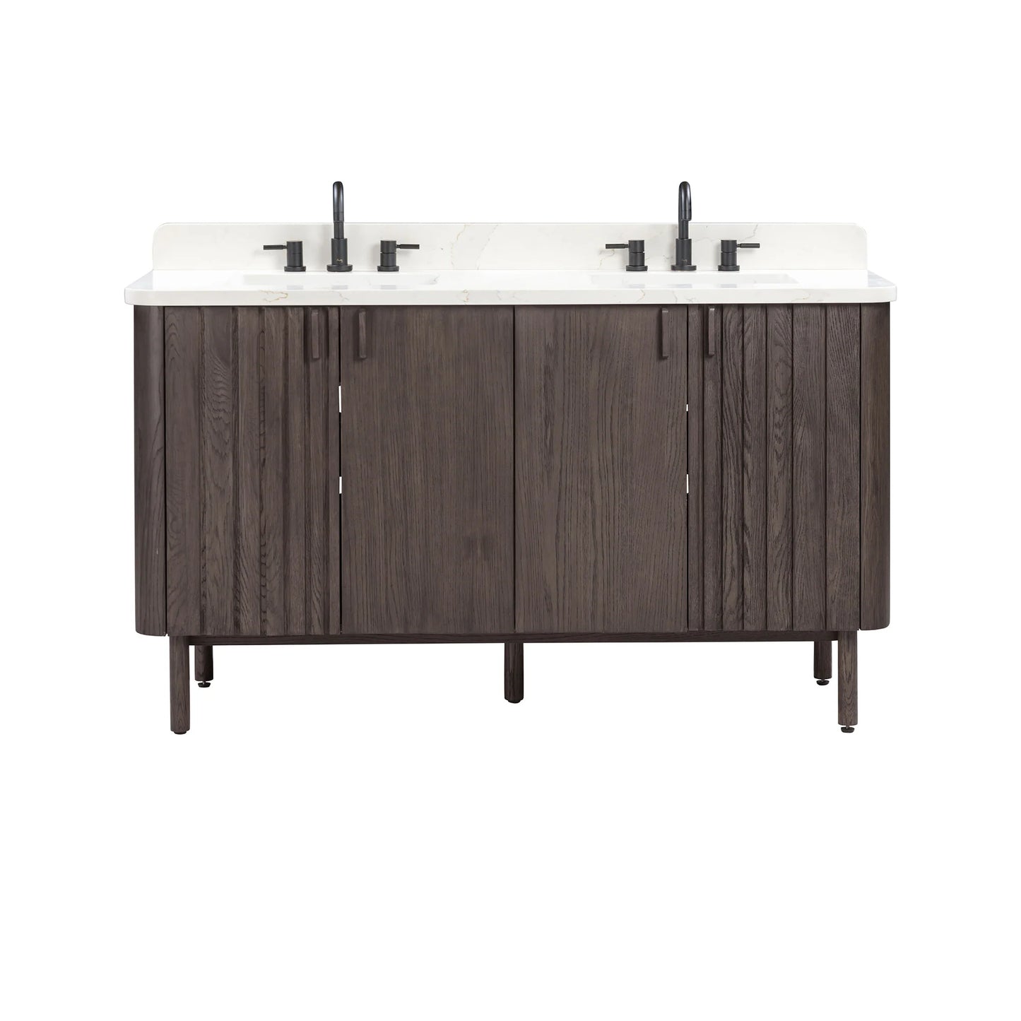 Blakely 60" Freestanding Bathroom Vanity with Calacatta White Quartz Top and Vitreous China Undermount Sinks