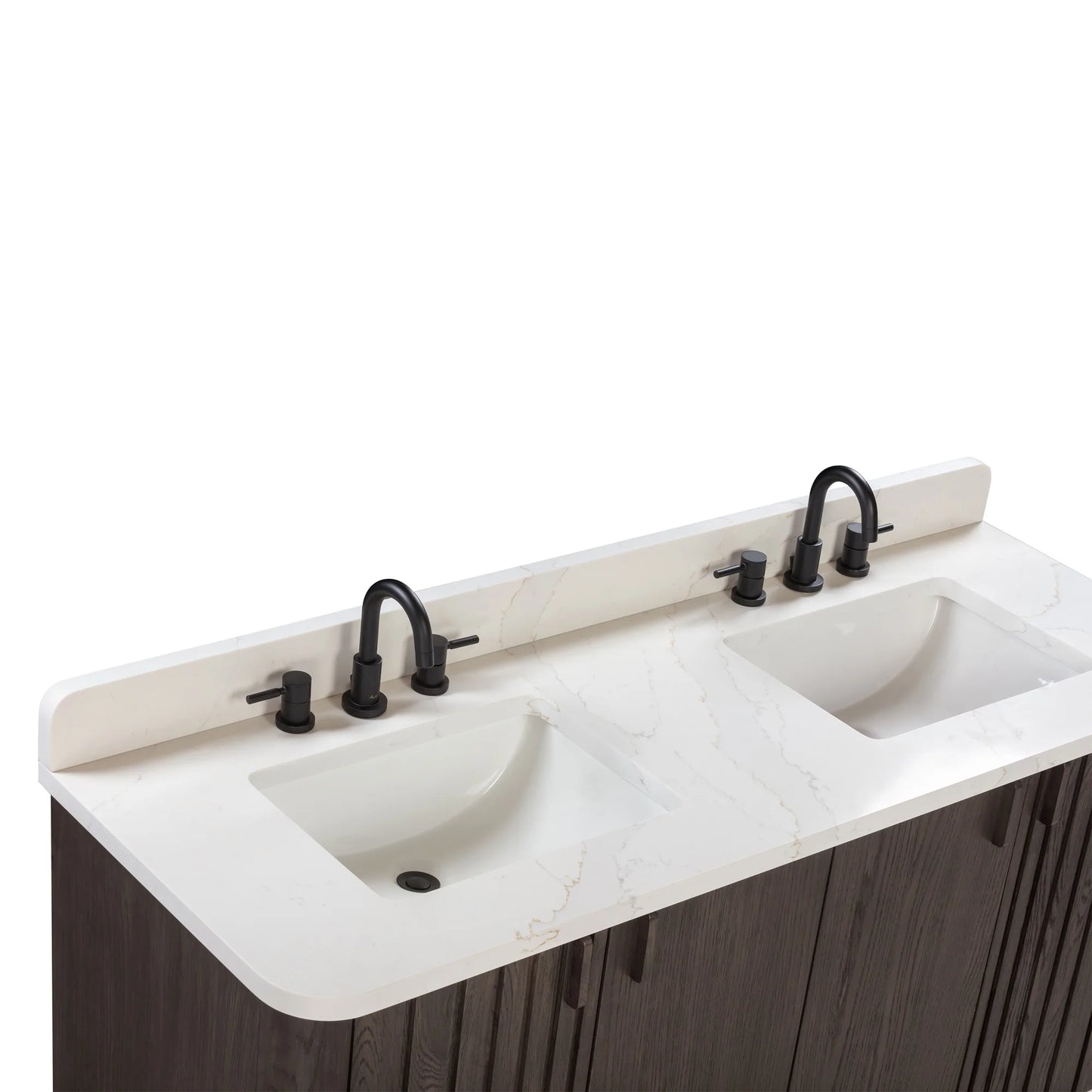 Blakely 60" Freestanding Bathroom Vanity with Calacatta White Quartz Top and Vitreous China Undermount Sinks