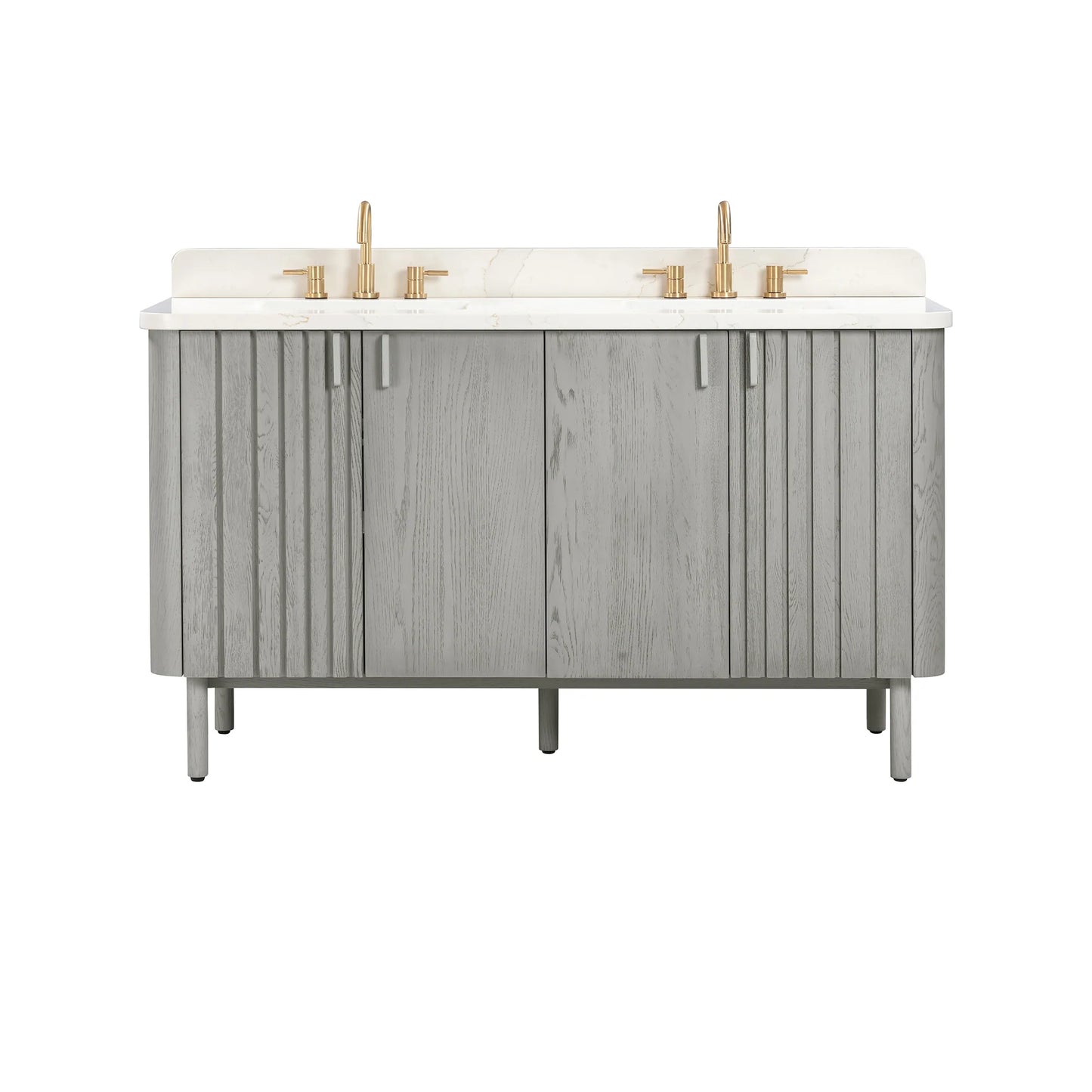 Blakely 60" Freestanding Bathroom Vanity with Calacatta White Quartz Top and Vitreous China Undermount Sinks