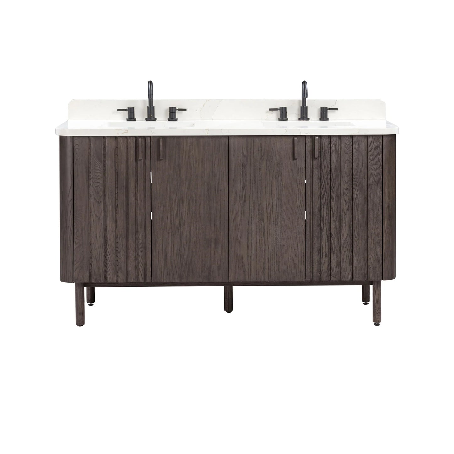 Blakely 72" Freestanding Bathroom Vanity with Calacatta White Quartz Top and Vitreous China Undermount Sinks