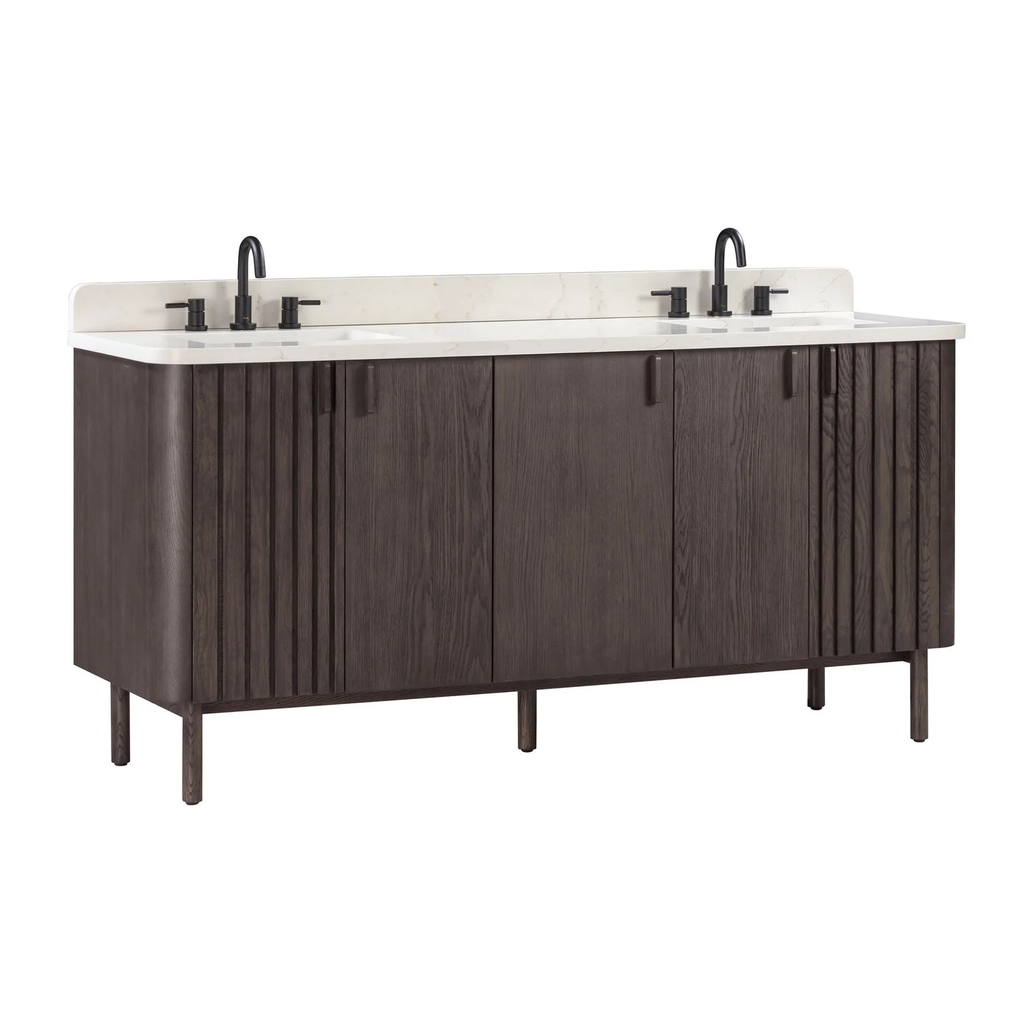 Blakely 72" Freestanding Bathroom Vanity with Calacatta White Quartz Top and Vitreous China Undermount Sinks