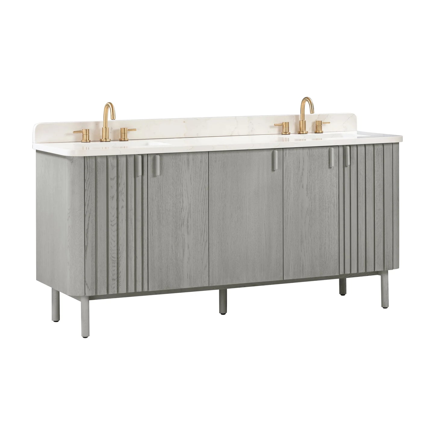 Blakely 72" Freestanding Bathroom Vanity with Calacatta White Quartz Top and Vitreous China Undermount Sinks