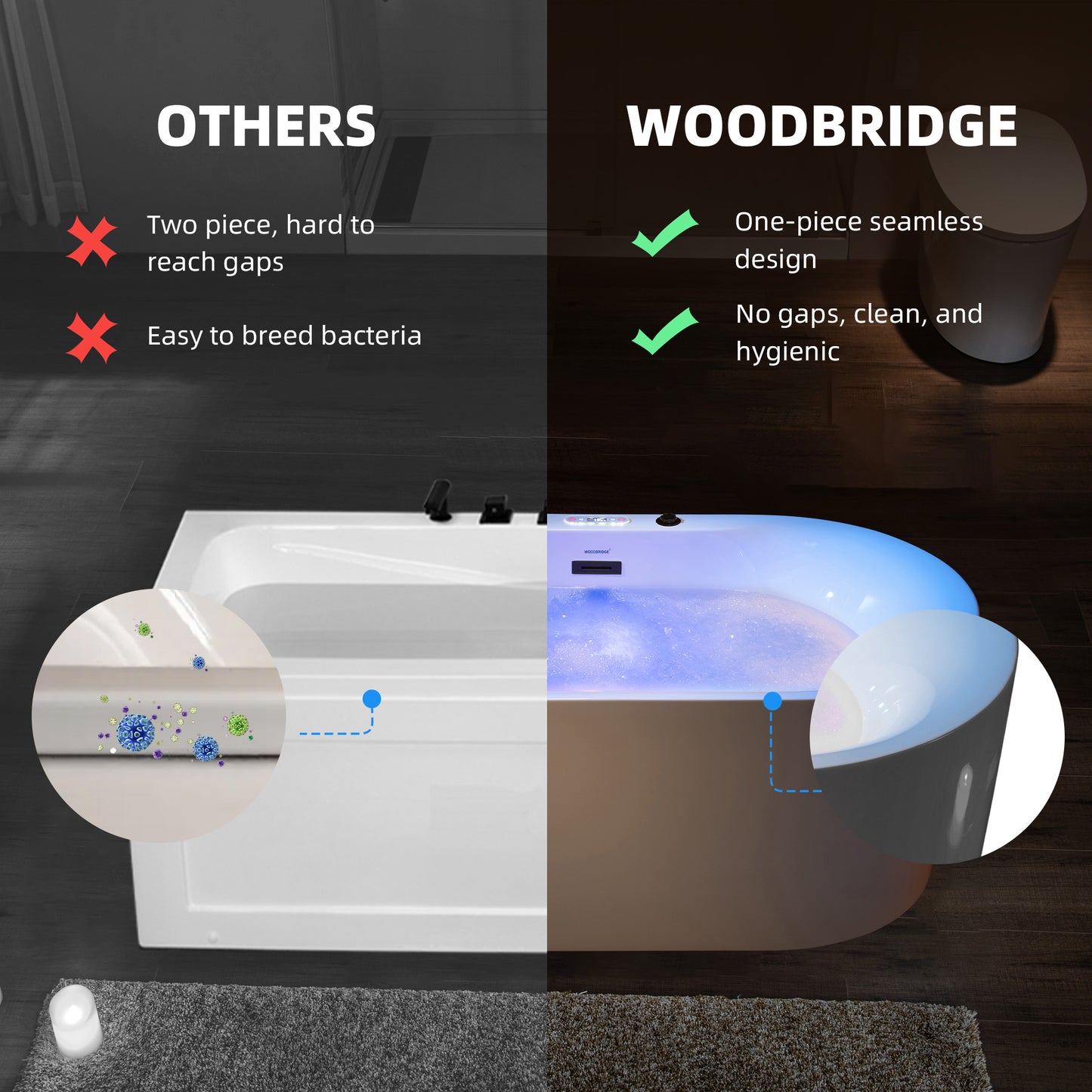 Vortice 59" Freestanding Whirlpool Bathtub