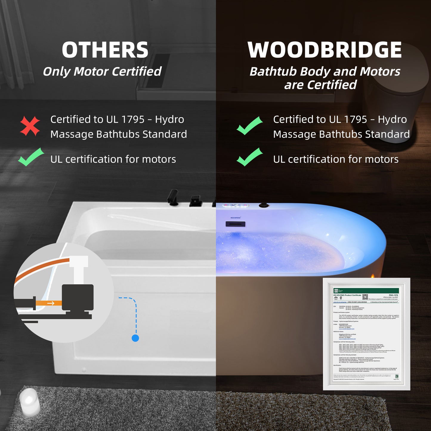 Vortice 59" Freestanding Whirlpool Bathtub