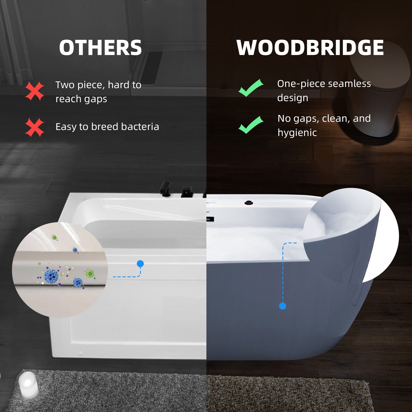Dori 72" Freestanding Whirlpool Bathtub