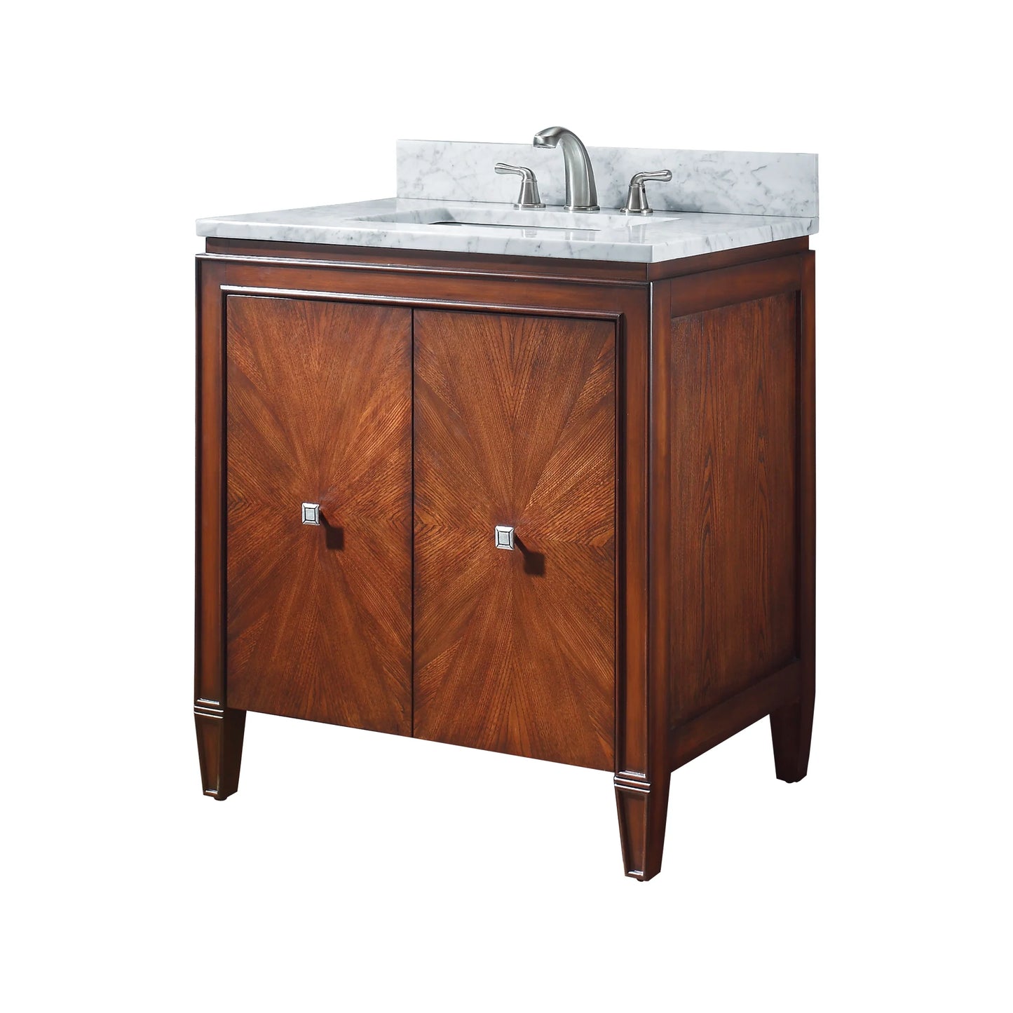 Brentwood 31" Freestanding Bathroom Vanity with Carrara White Natural Marble Top and Vitreous China Undermount Sink