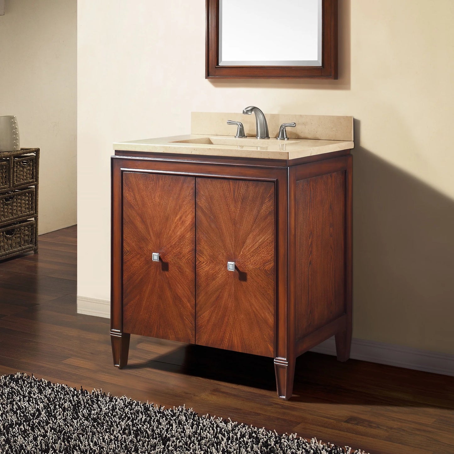 Brentwood 31" Freestanding Bathroom Vanity with Carrara White Natural Marble Top and Vitreous China Undermount Sink