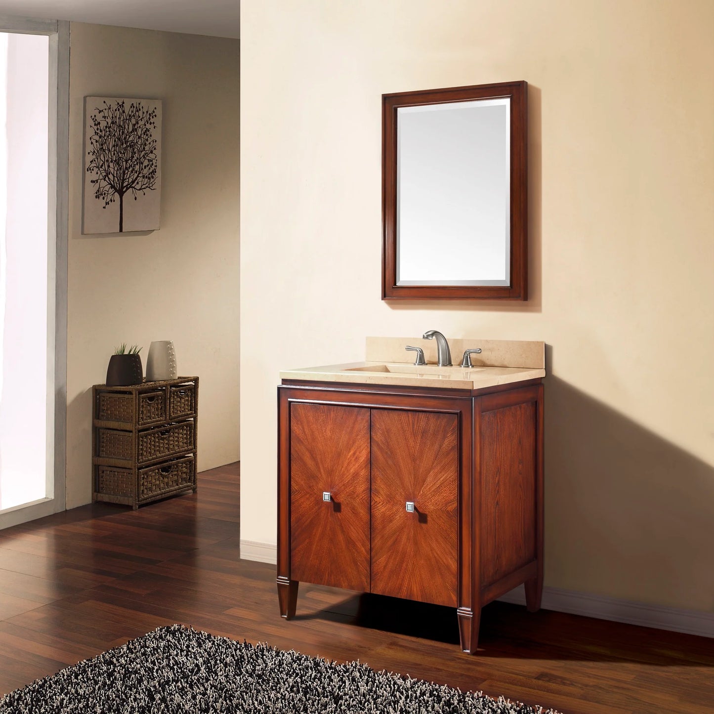Brentwood 31" Freestanding Bathroom Vanity with Carrara White Natural Marble Top and Vitreous China Undermount Sink