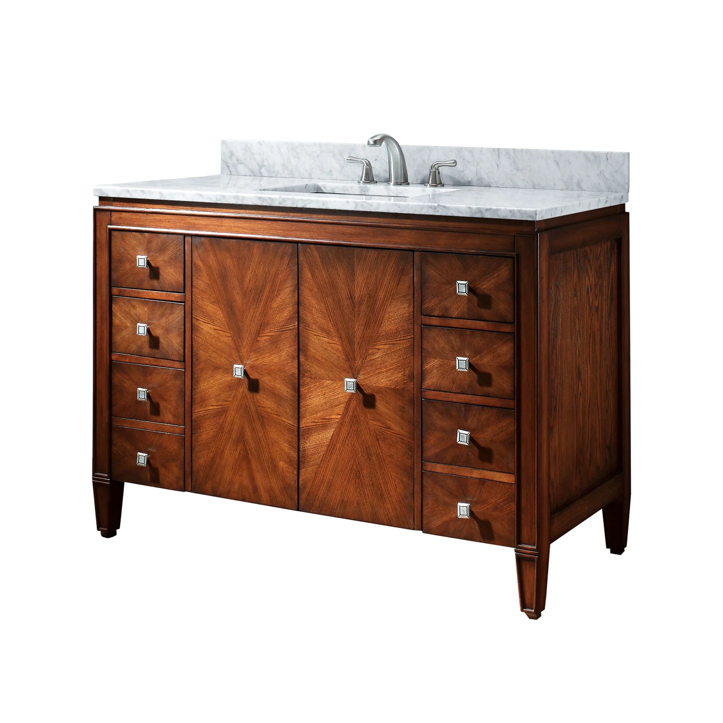 Brentwood 49" Freestanding Bathroom Vanity with Carrara White Natural Marble Top and Vitreous China Undermount Sink