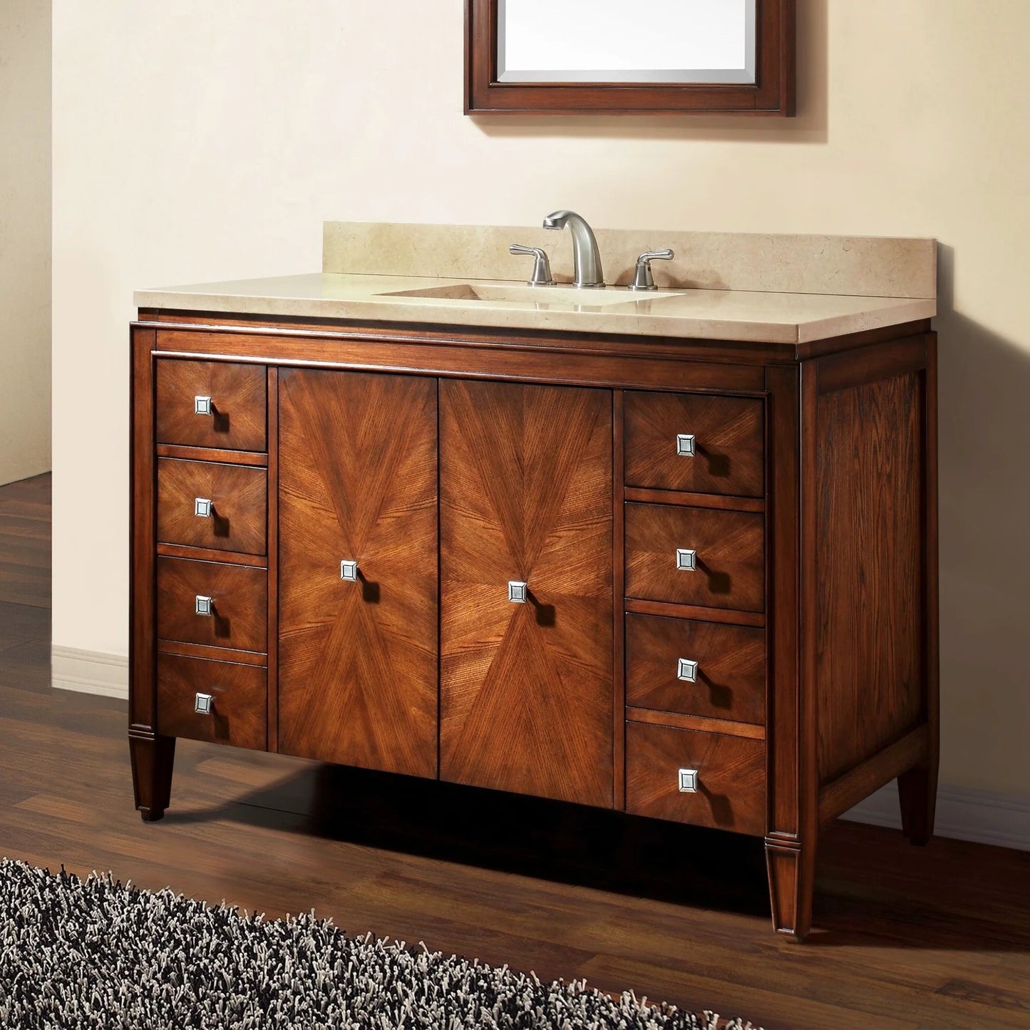 Brentwood 49" Freestanding Bathroom Vanity with Carrara White Natural Marble Top and Vitreous China Undermount Sink