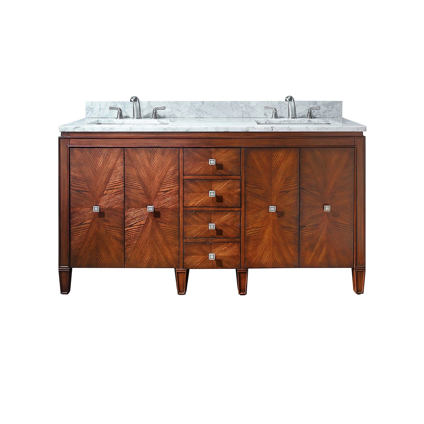 Brentwood 61" Freestanding Bathroom Vanity with Carrara White Natural Marble Top and Vitreous China Undermount Sinks