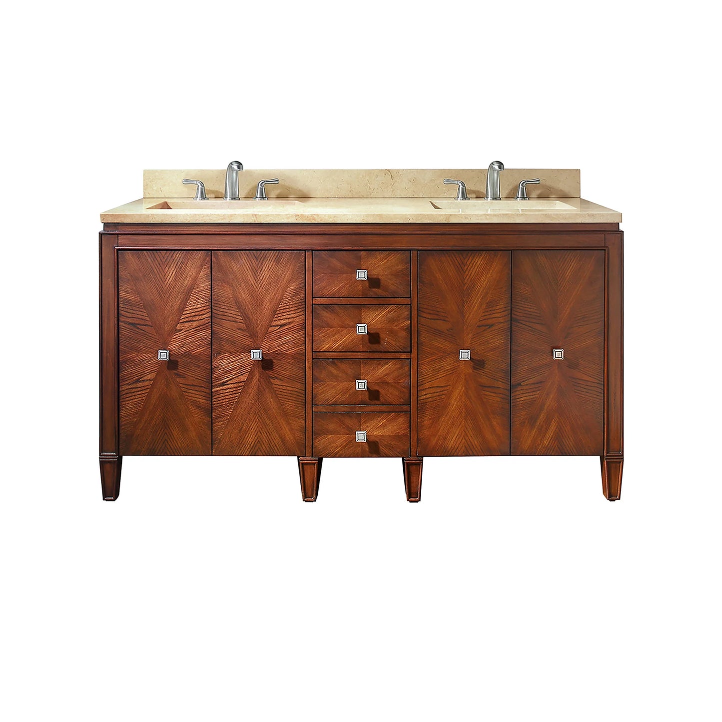 Brentwood 61" Freestanding Bathroom Vanity with Carrara White Natural Marble Top and Vitreous China Undermount Sinks