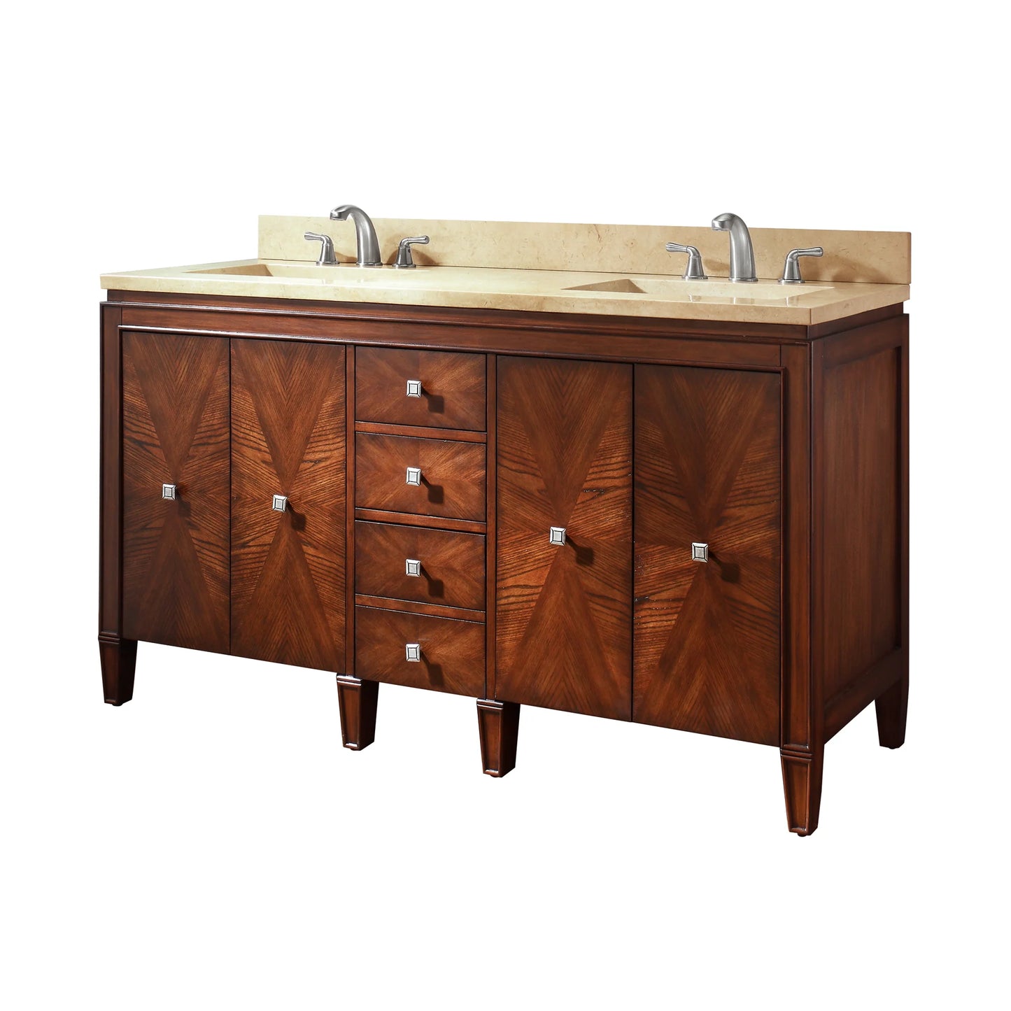Brentwood 61" Freestanding Bathroom Vanity with Carrara White Natural Marble Top and Vitreous China Undermount Sinks
