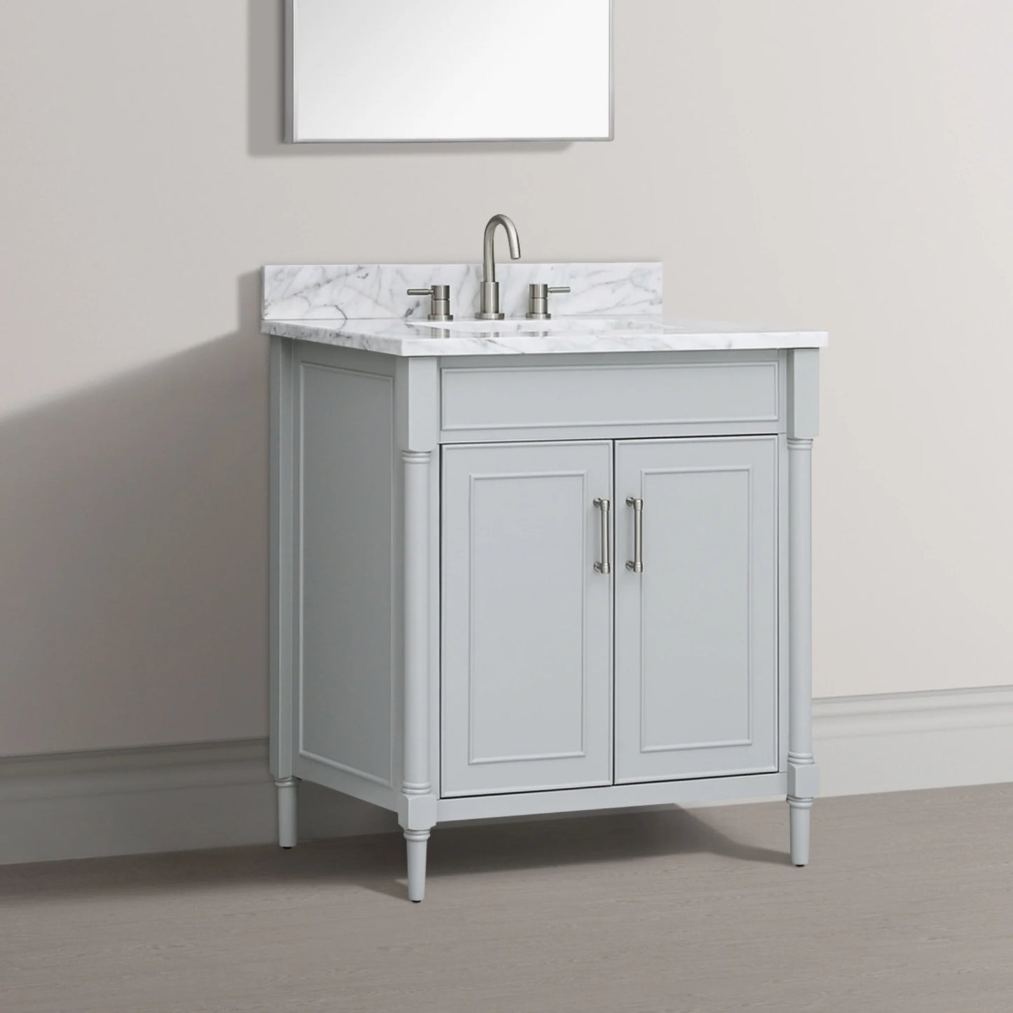 Bristol 30" Freestanding Bathroom Vanity with Stone Top and Vitreous China Undermount Sink