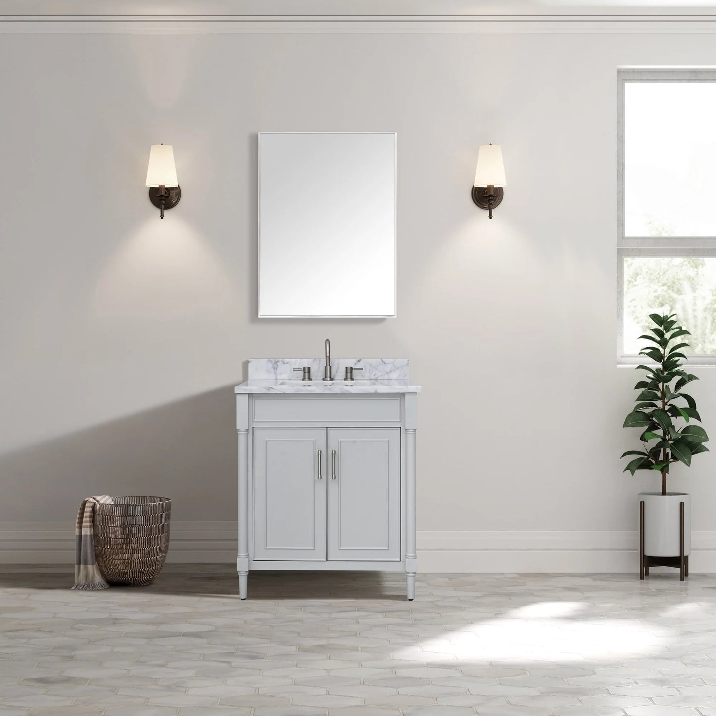 Bristol 30" Freestanding Bathroom Vanity with Stone Top and Vitreous China Undermount Sink