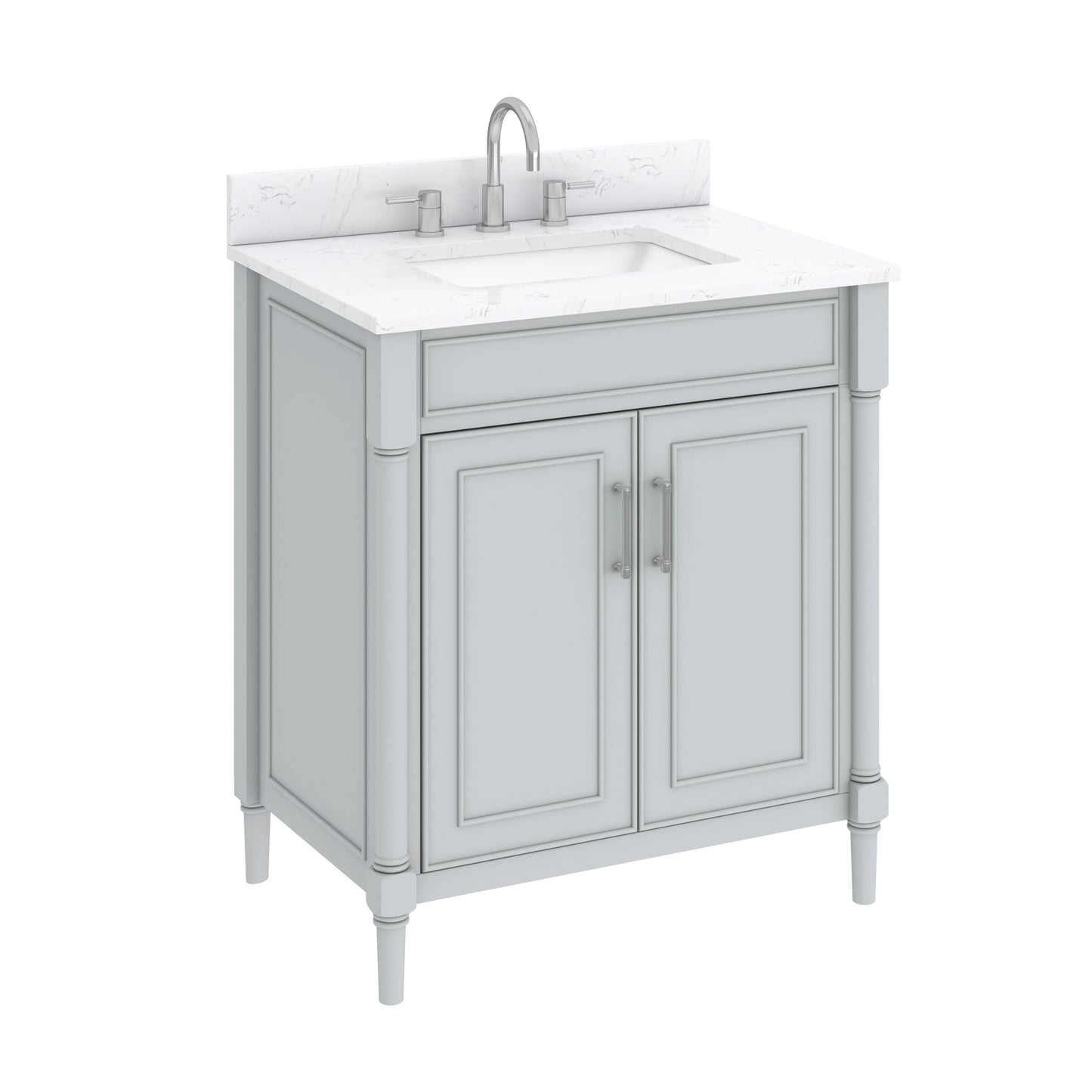 Bristol 30" Freestanding Bathroom Vanity with Stone Top and Vitreous China Undermount Sink