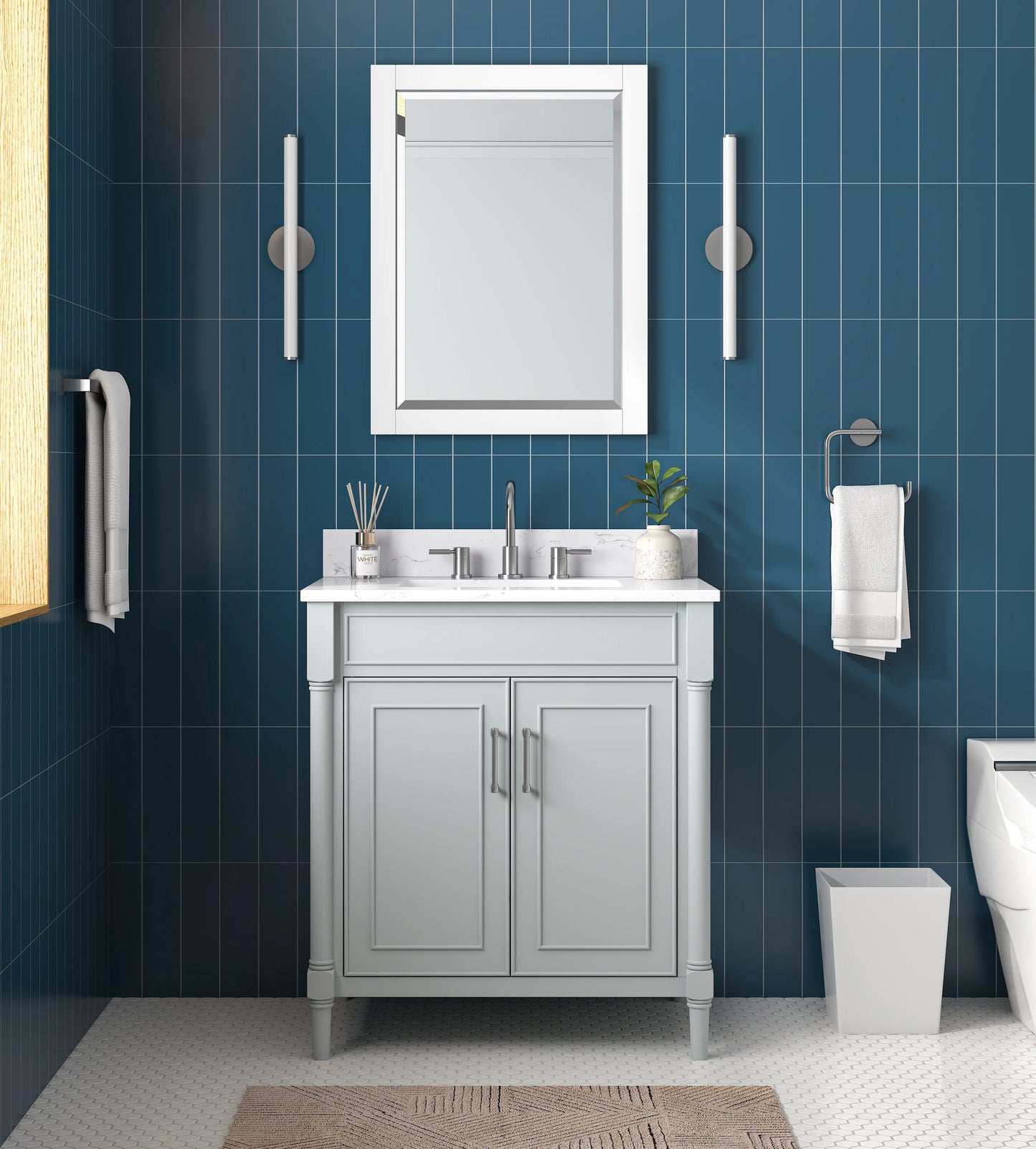 Bristol 30" Freestanding Bathroom Vanity with Stone Top and Vitreous China Undermount Sink