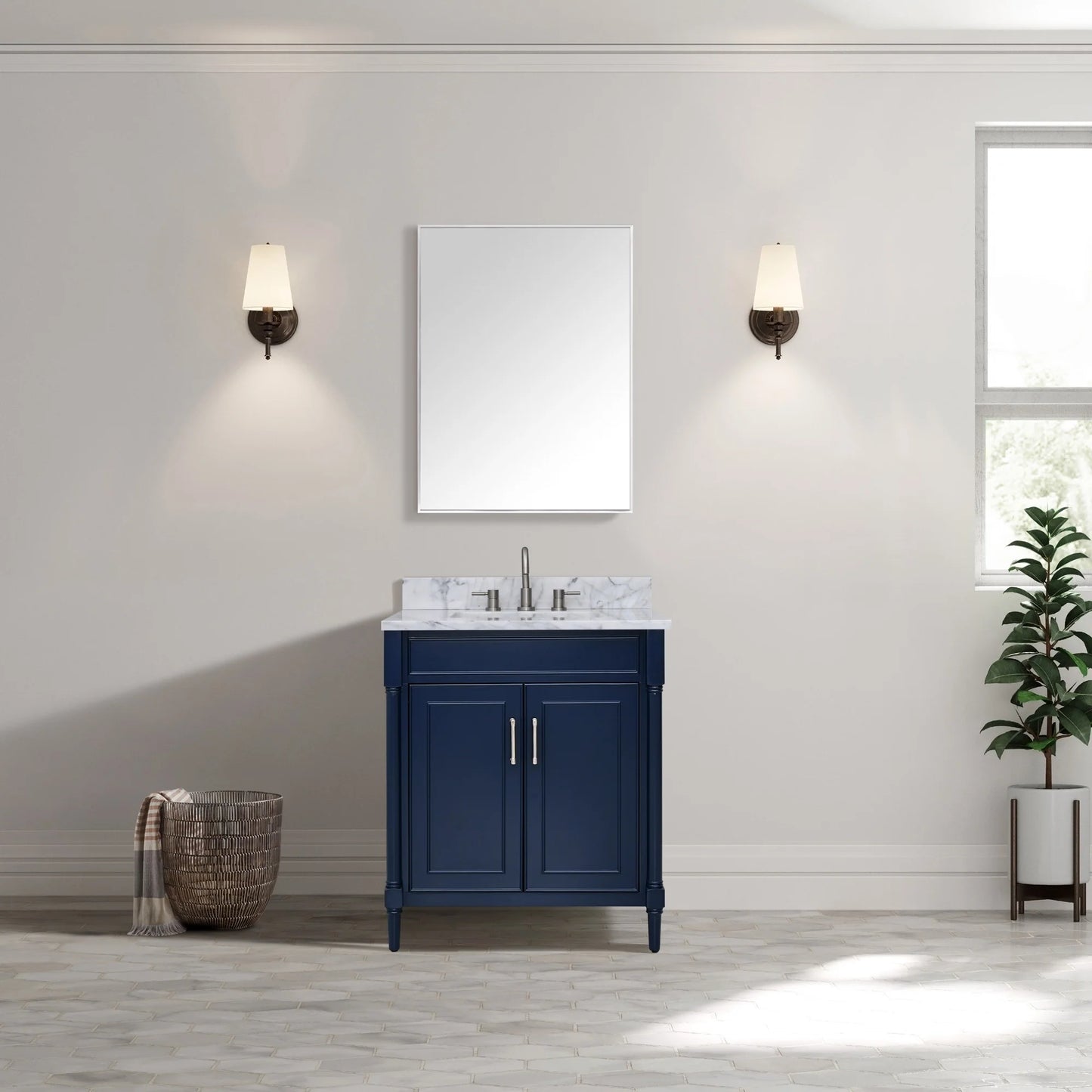 Bristol 30" Freestanding Bathroom Vanity with Stone Top and Vitreous China Undermount Sink