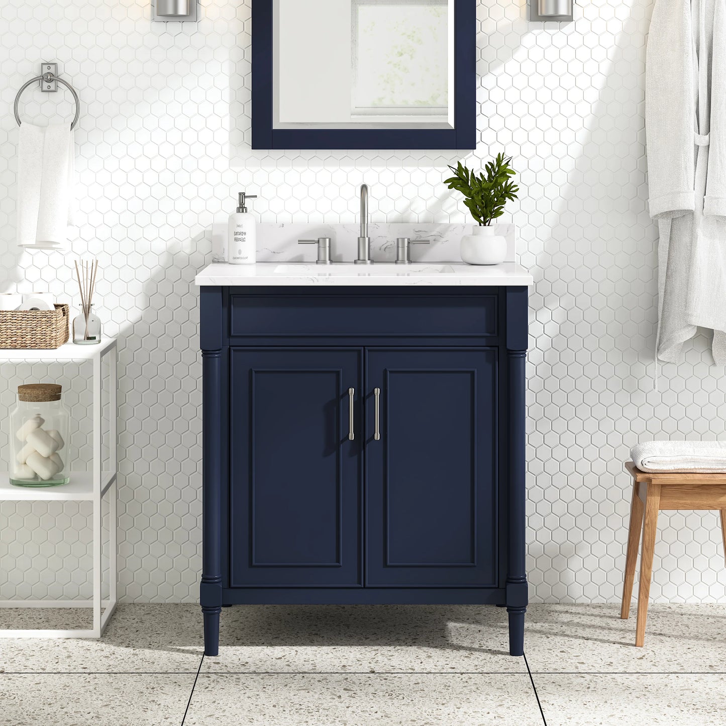 Bristol 30" Freestanding Bathroom Vanity with Stone Top and Vitreous China Undermount Sink