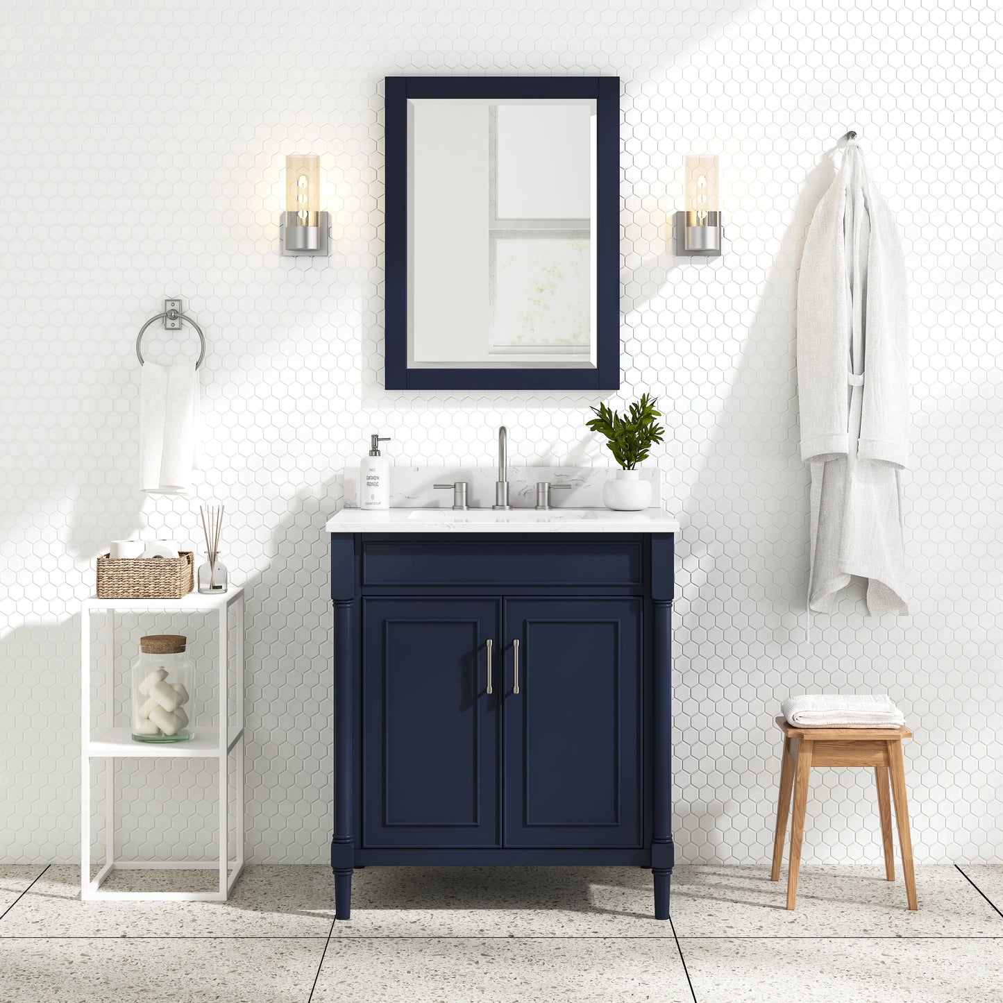 Bristol 30" Freestanding Bathroom Vanity with Stone Top and Vitreous China Undermount Sink